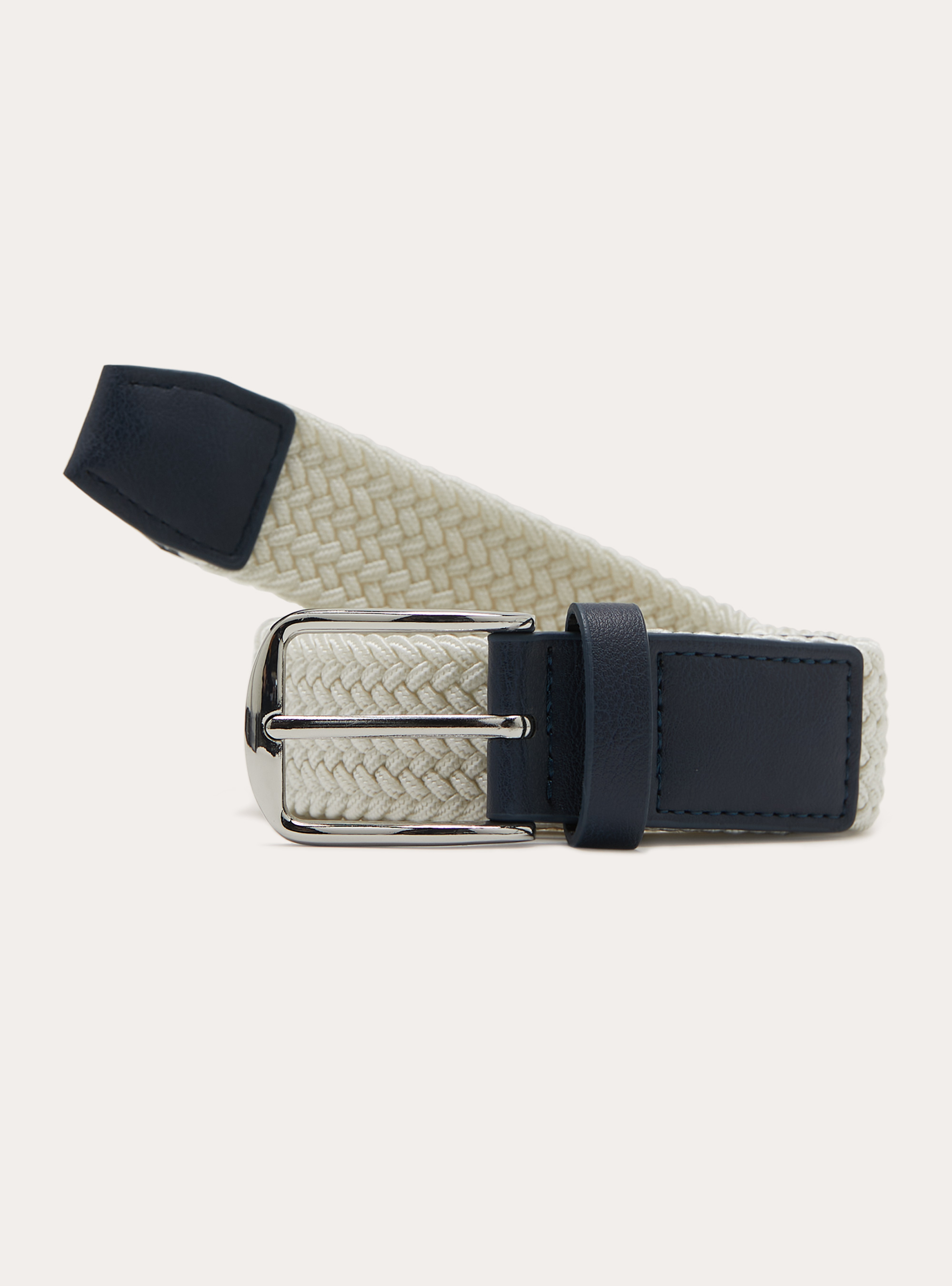 Braided elastic belt, WH1 OFF WHITE