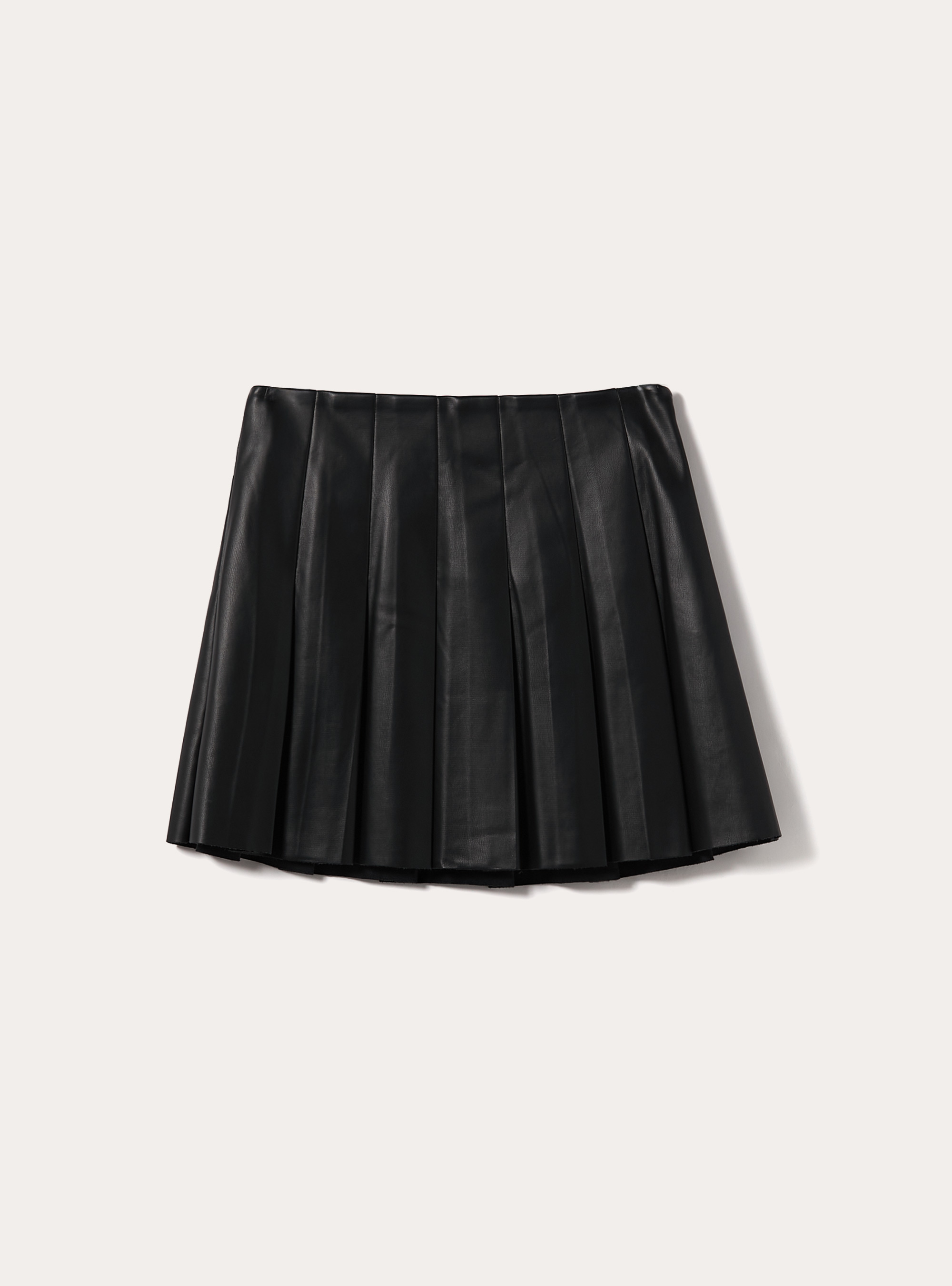 Leather-effect pleated mini skirt, BK1 BLACK