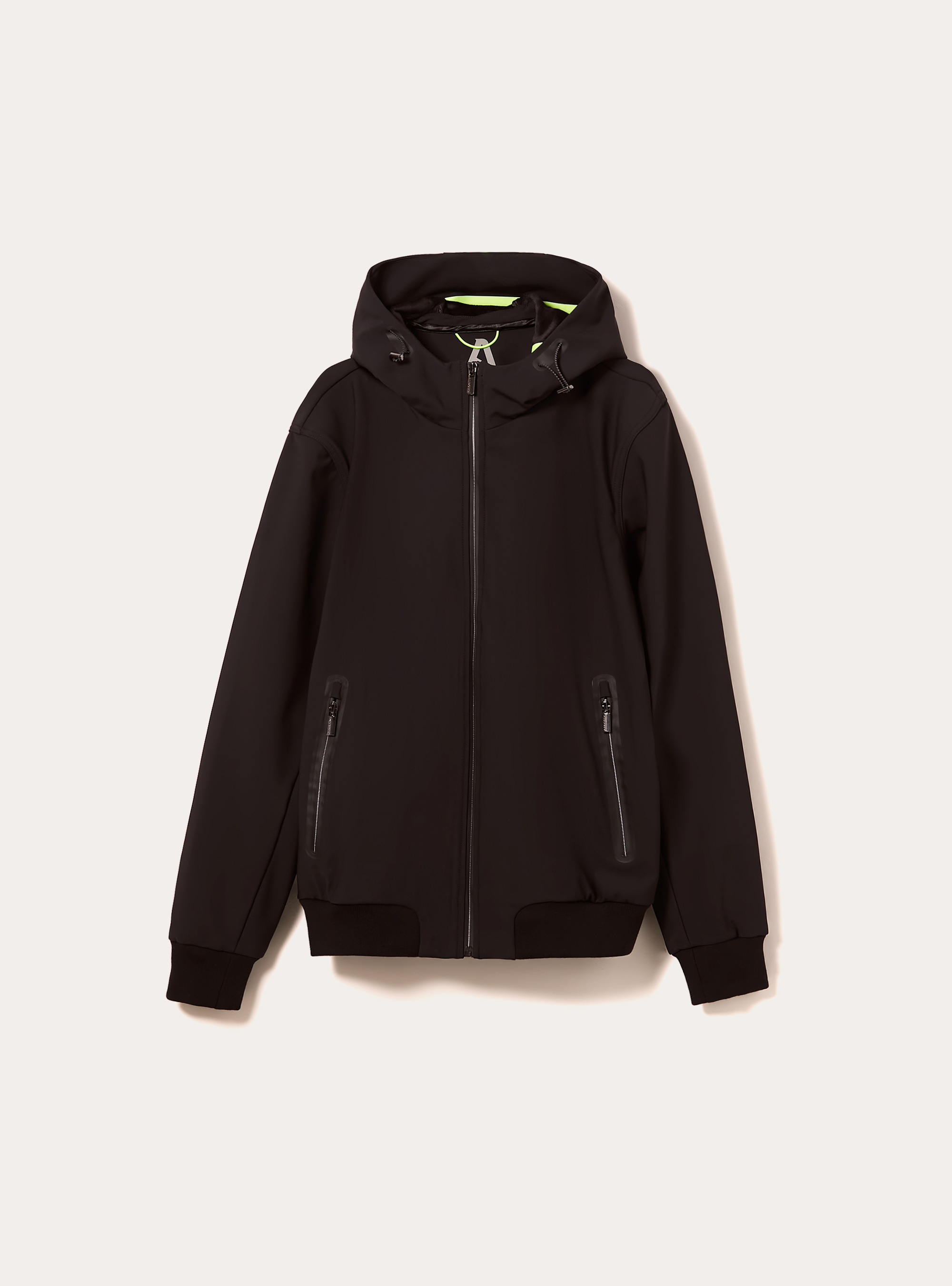 Technical fabric jacket with hood, BK1 BLACK