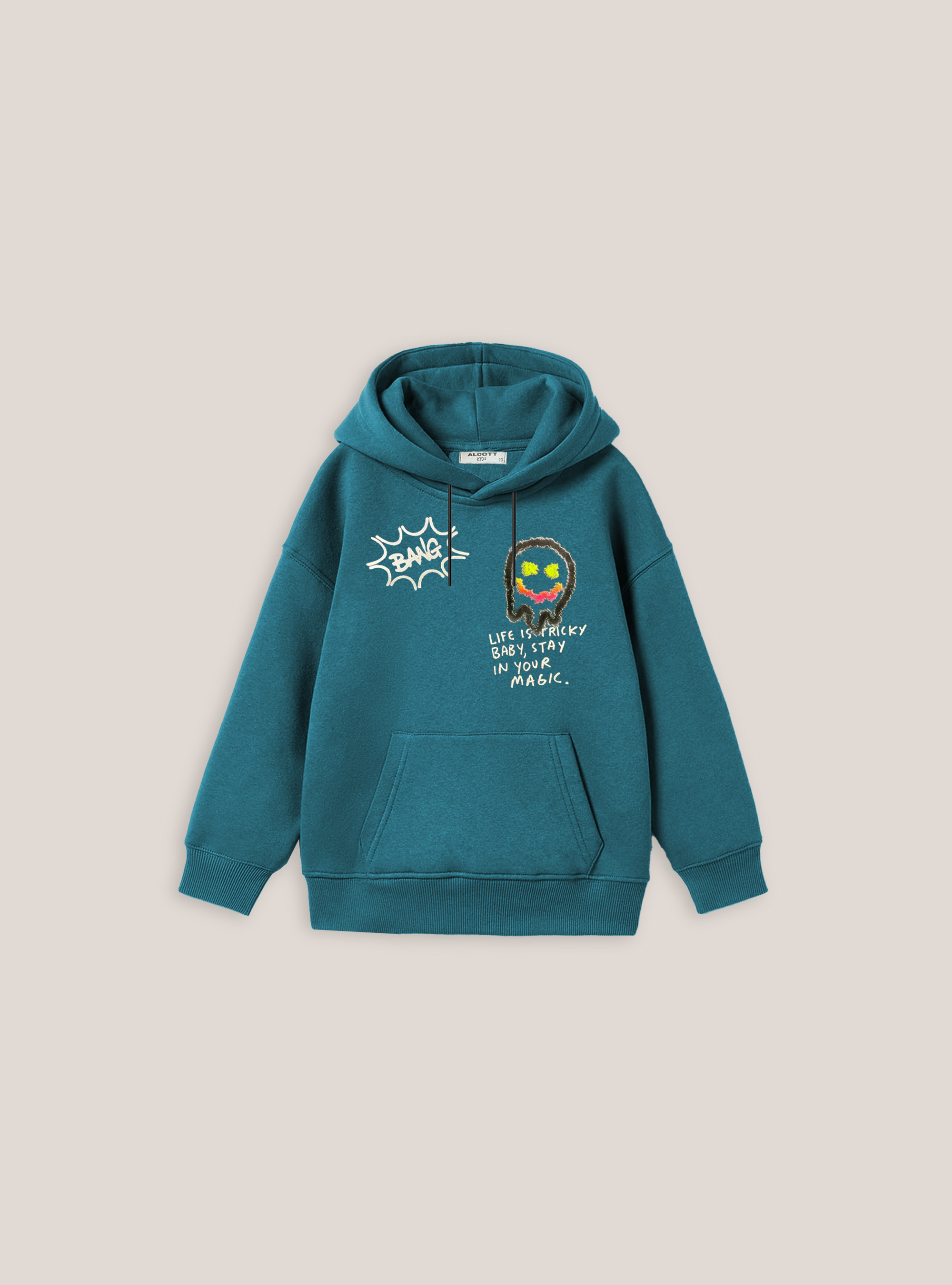 Mini Me sweatshirt with Smile collection print, OB1 BLUE OIL DARK