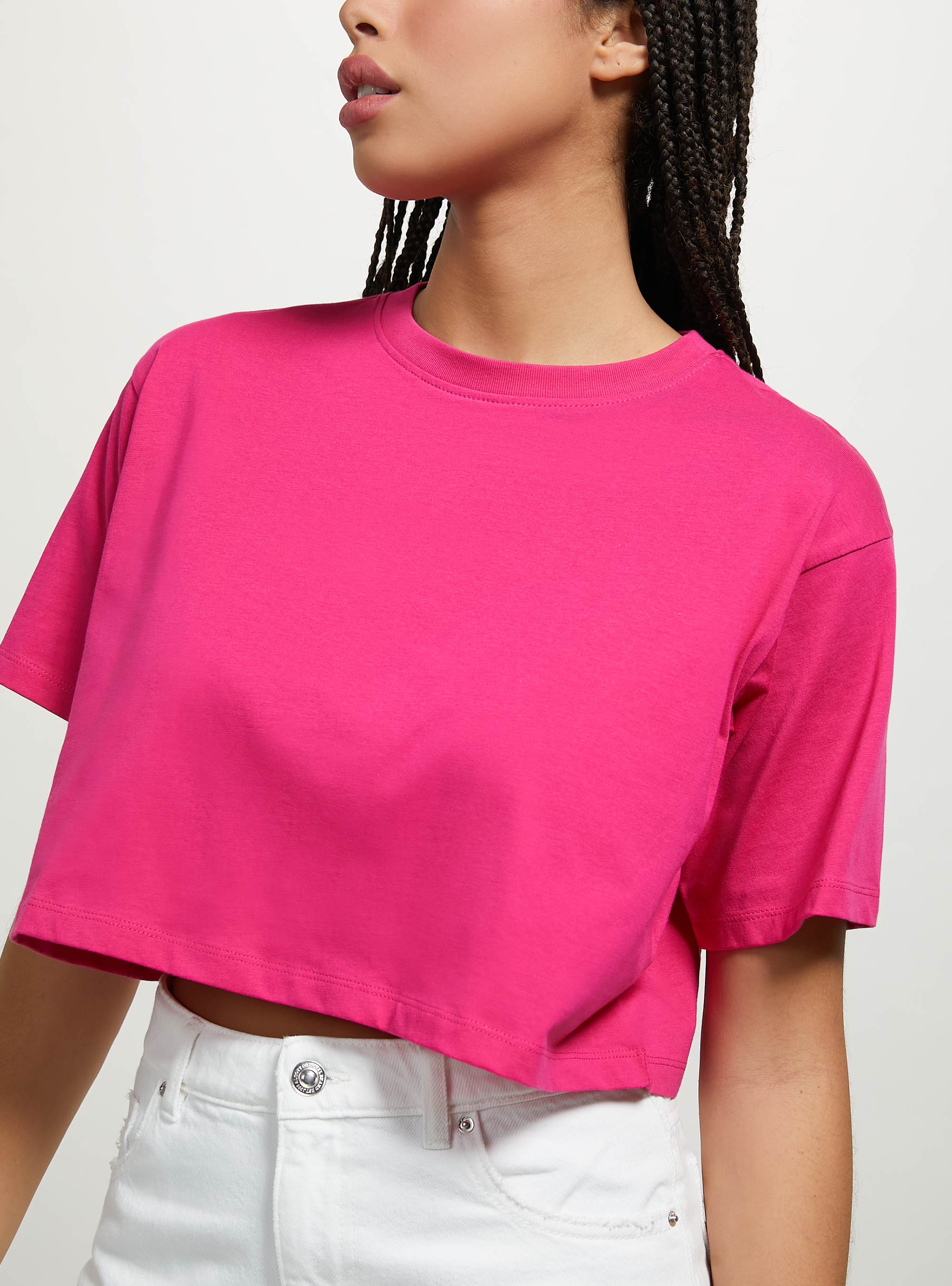 T-shirt en coton court, FX2 FUXIA MEDIUM