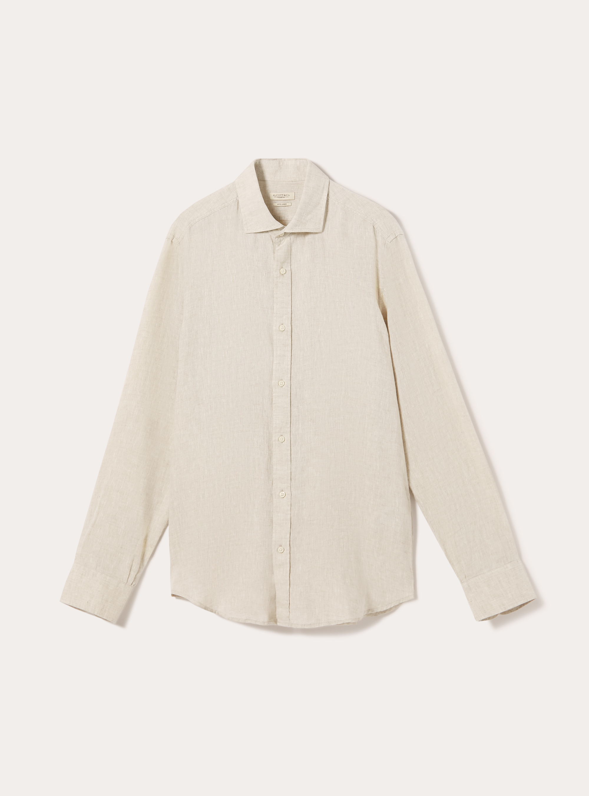 Long-sleeved pure linen shirt, SA2 SAND MEDIUM