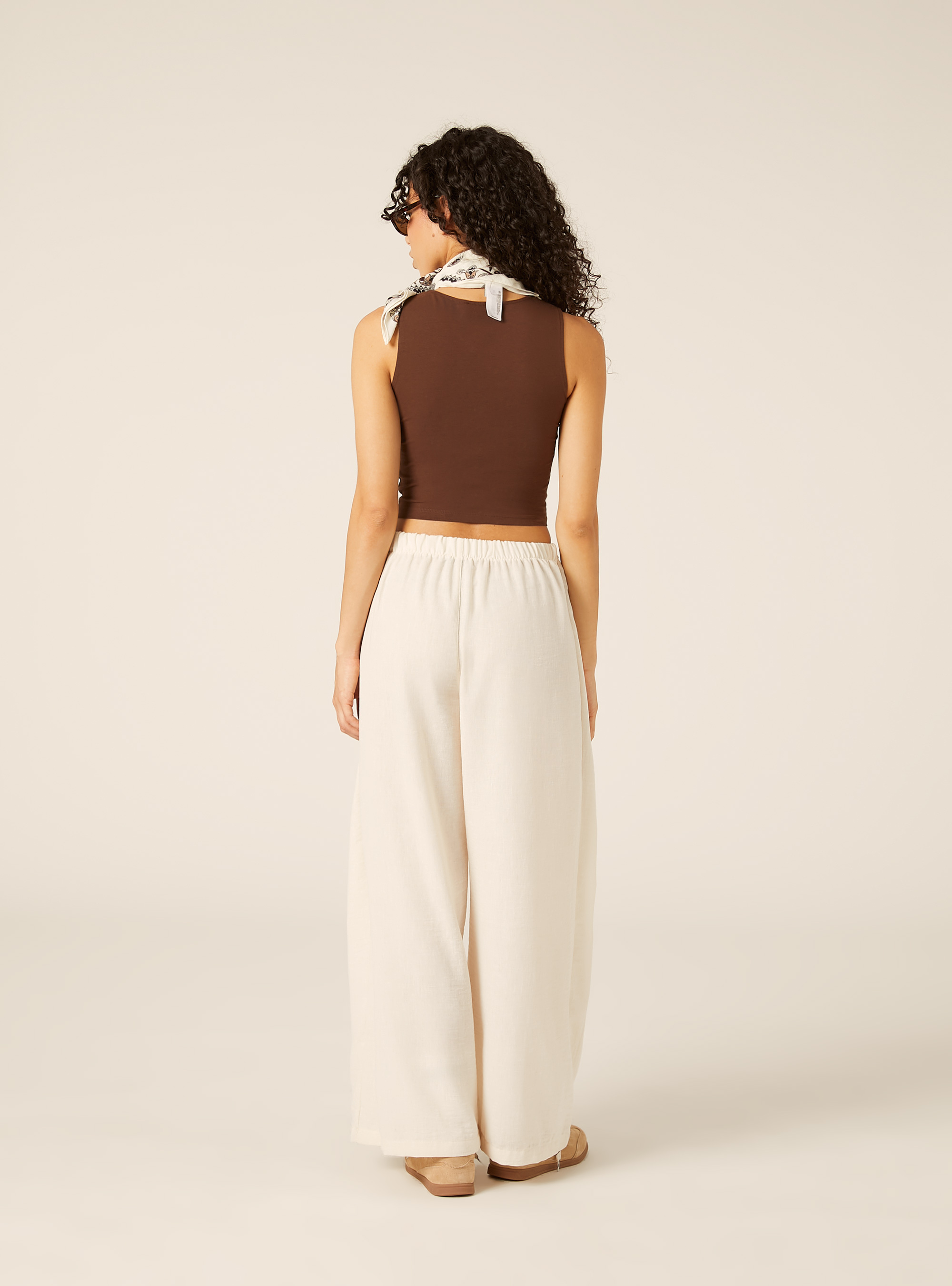 Pantaloni da gaucho effetto crepe, CR3 CREAM LIGHT