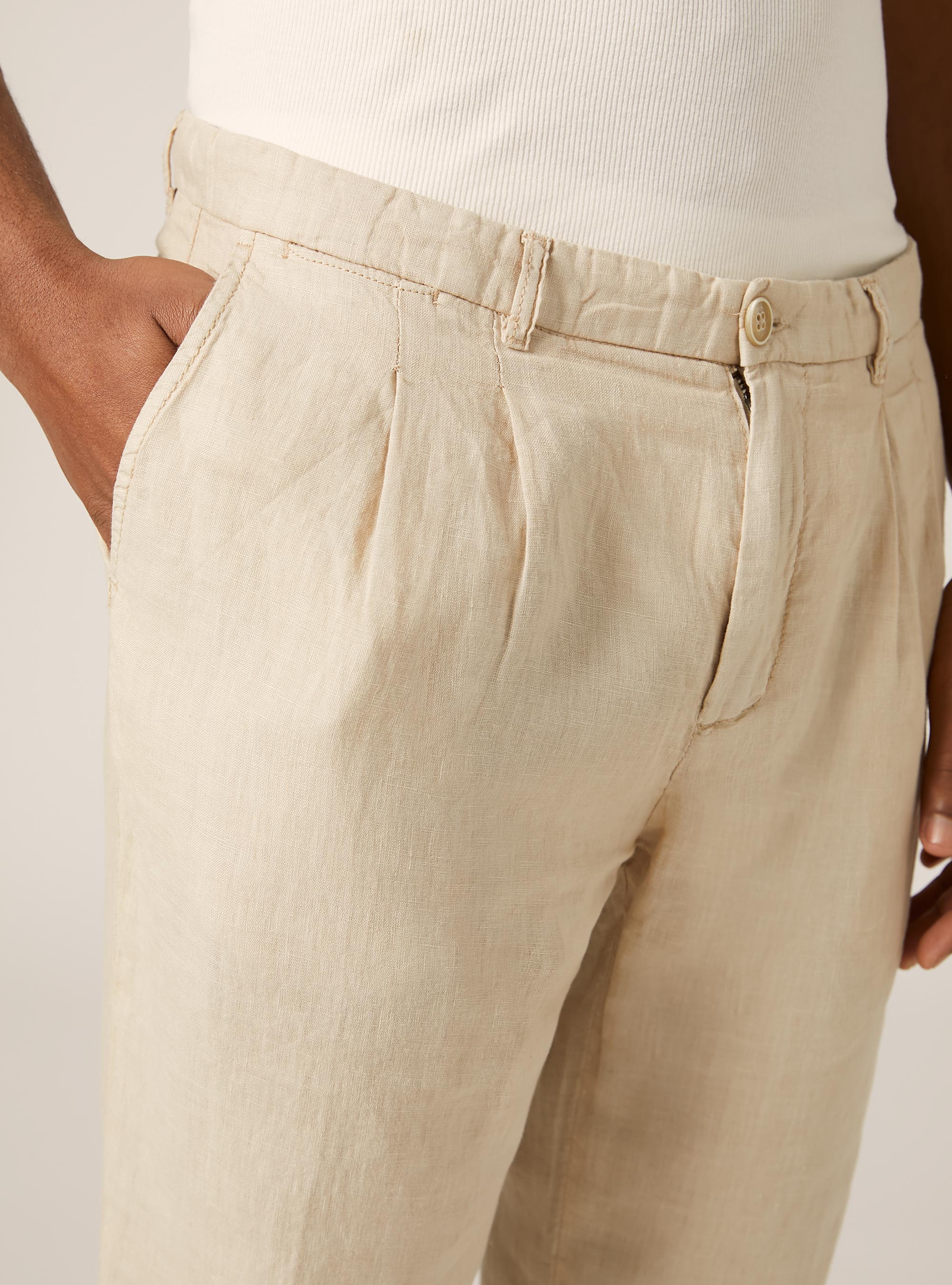 Pure linen chinos, BG3 BEIGE LIGHT