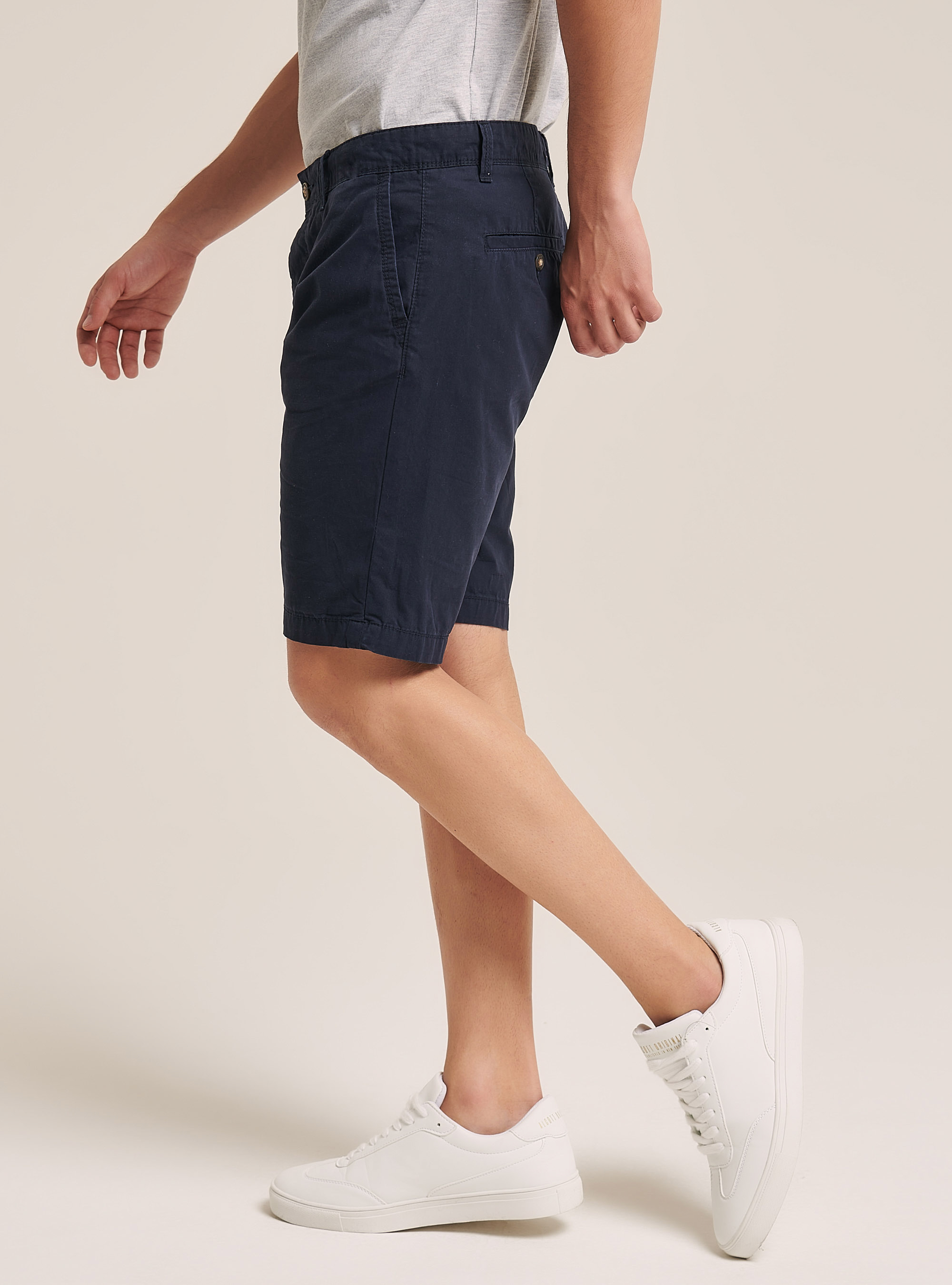 Bermuda in canvas skinny fit, BLU MARINO