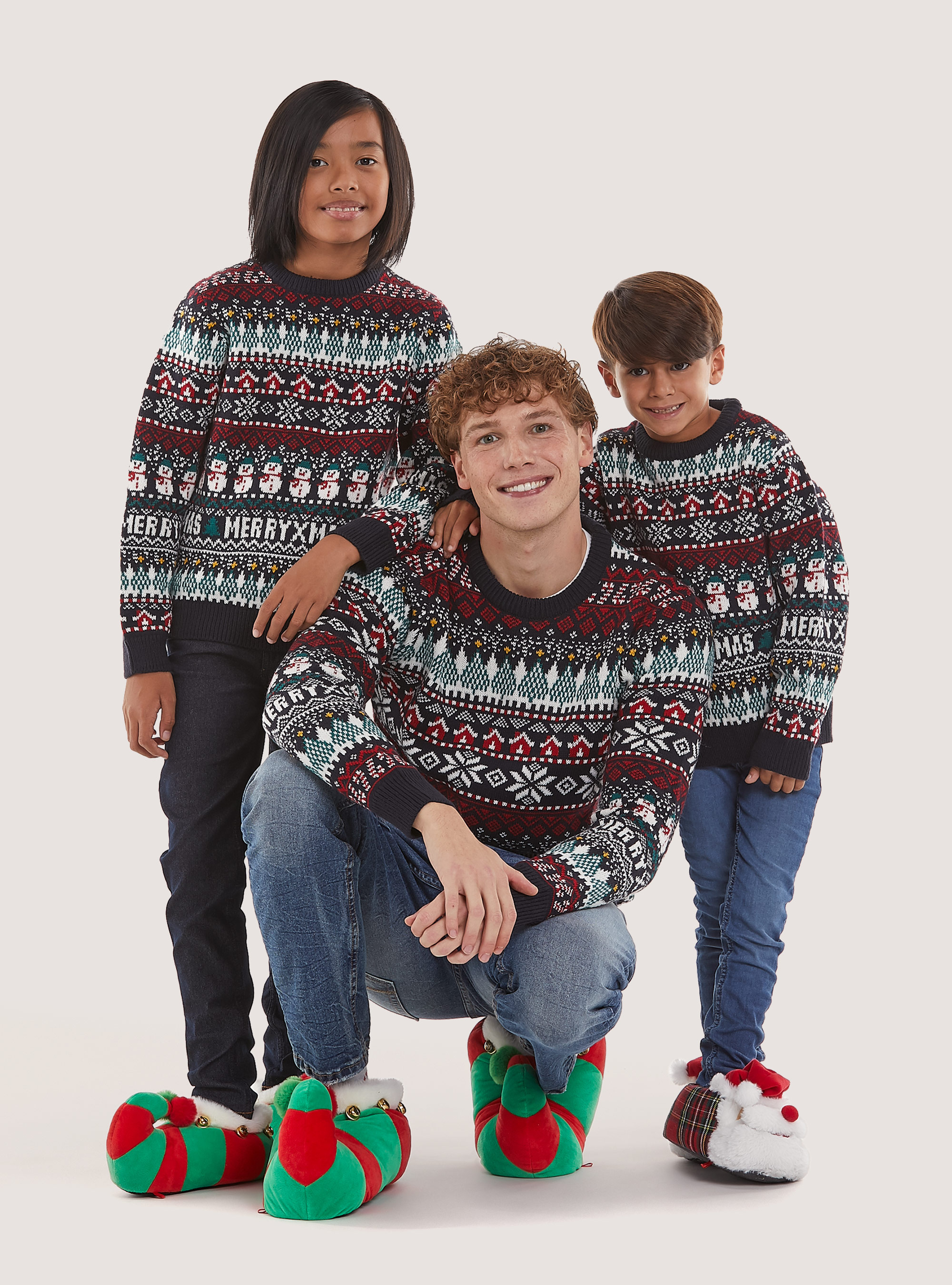Christmas Family Collection all over pullover, NA1 NAVY DARK