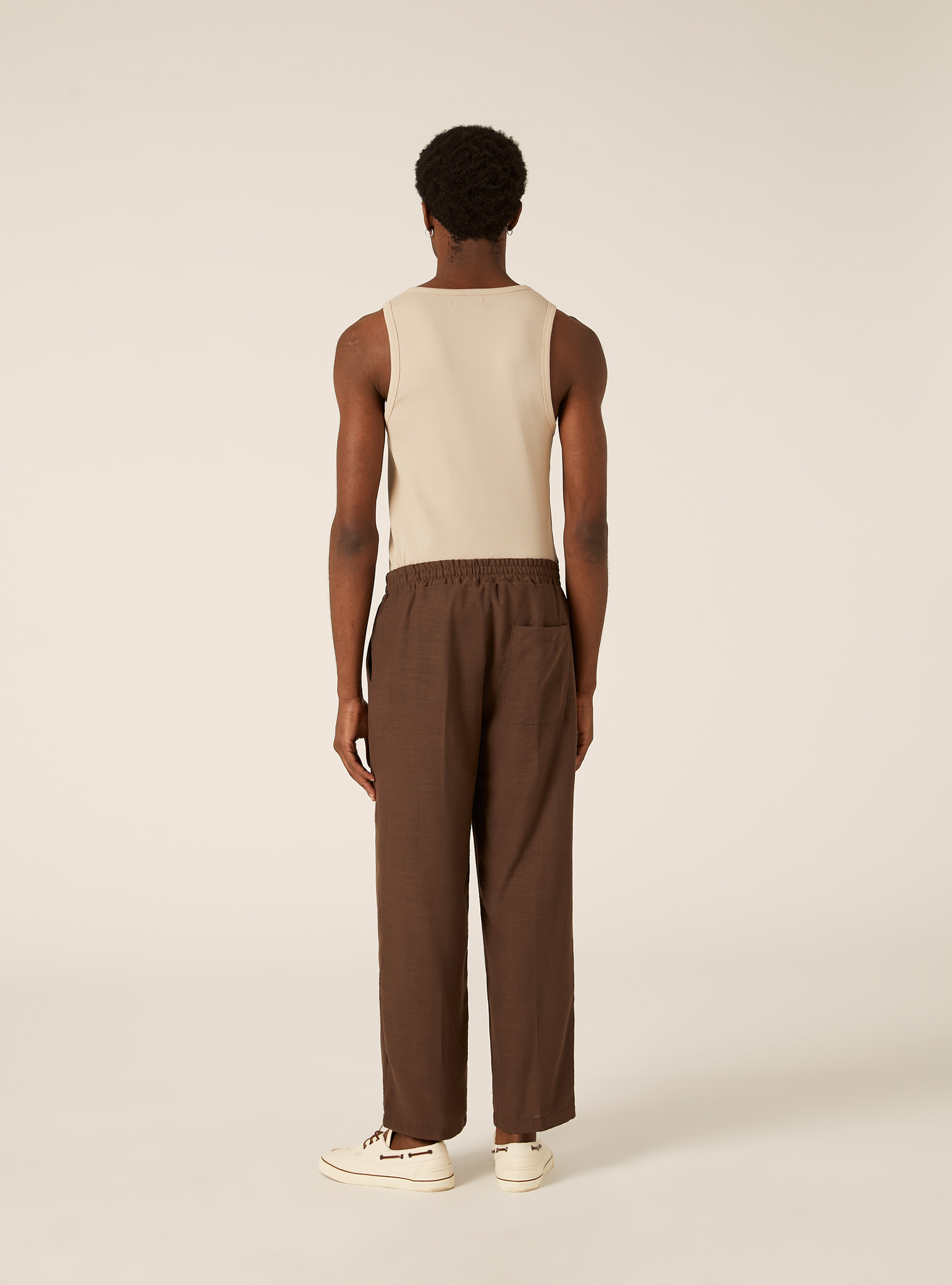 Pantalon Jambe Droite en Tissu Flamm&eacute;, BG2 BEIGE MEDIUM