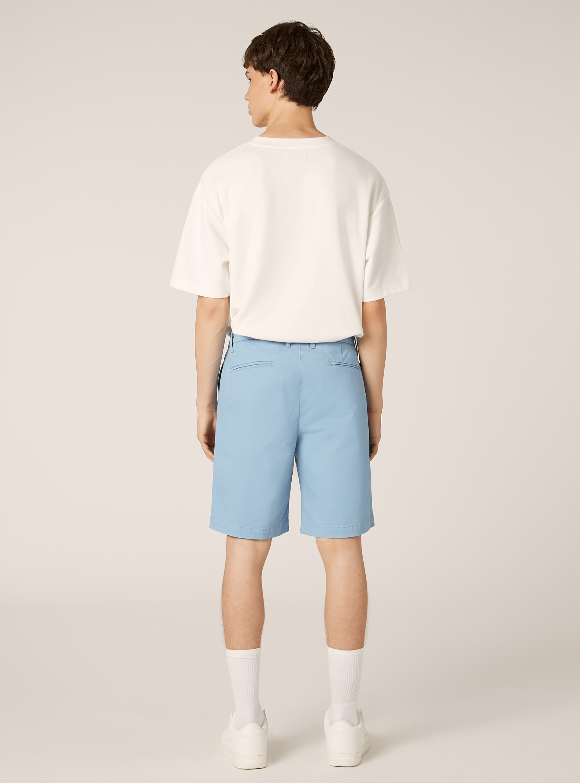 Bermudas de algodón de sarga elástica, AZ2 AZURE MEDIUM