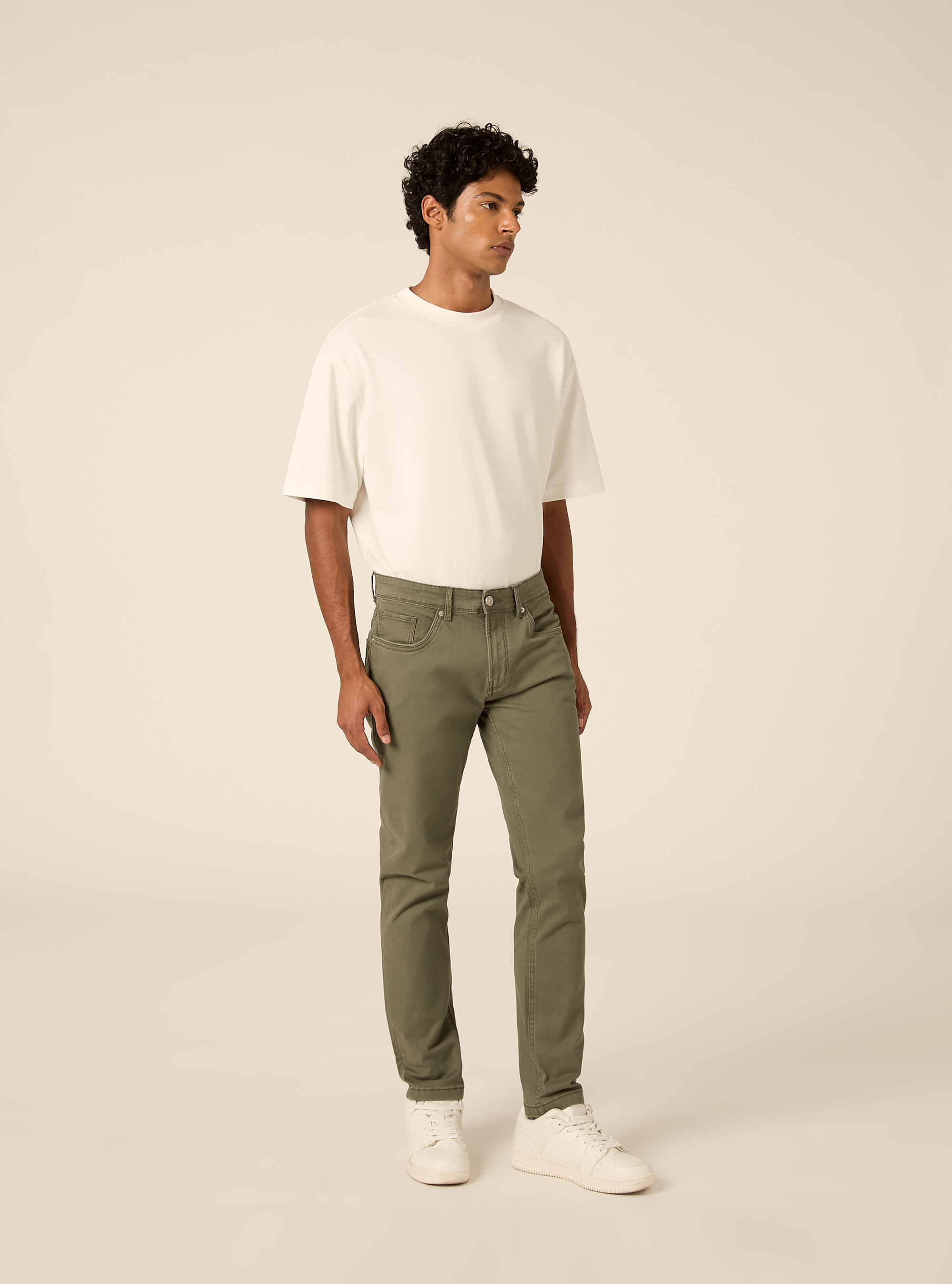 Pantaloni 5 tasche in twill, KY2 KAKY MEDIUM