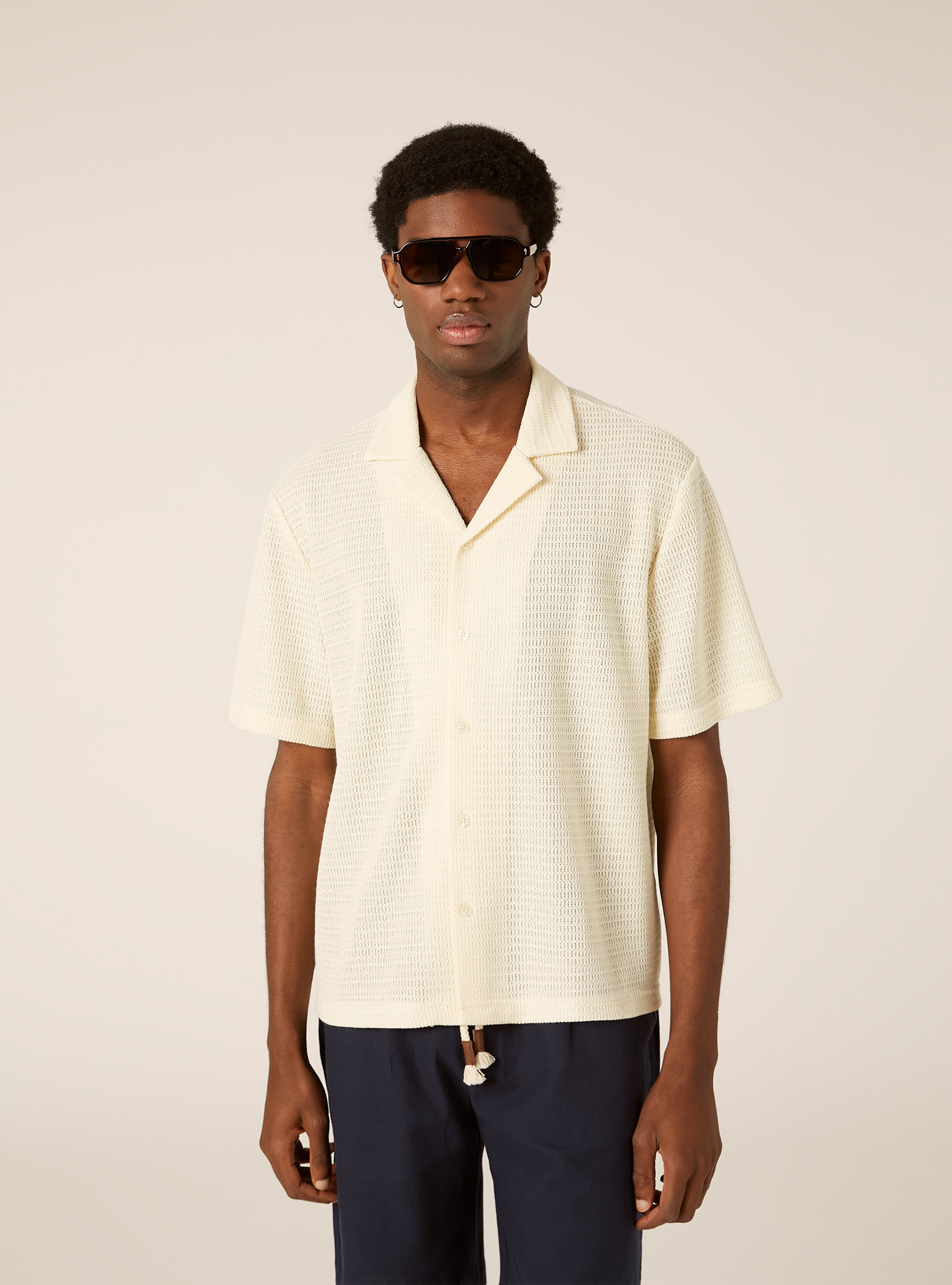 Camicia bowling regular fit effetto rete, WH1 OFF WHITE