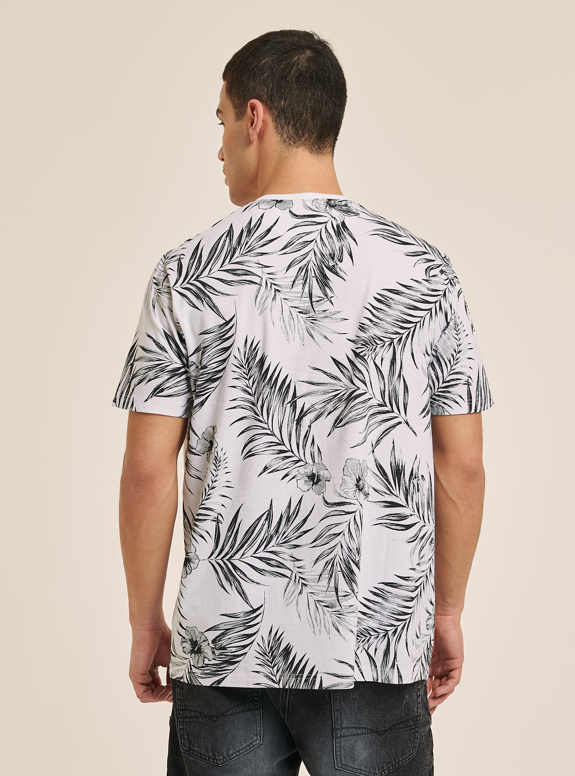 T-shirt with all over palm print, FLOWERS