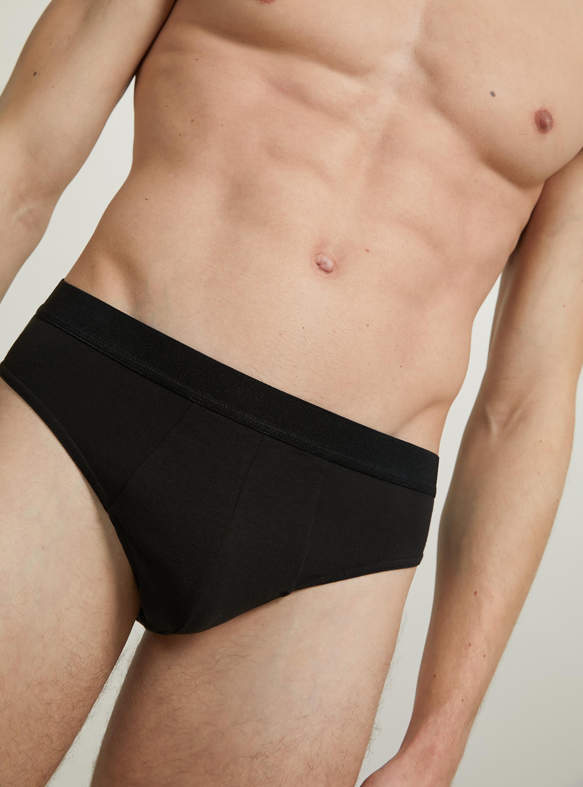 Set of 3 stretch cotton briefs, BK1 BLACK