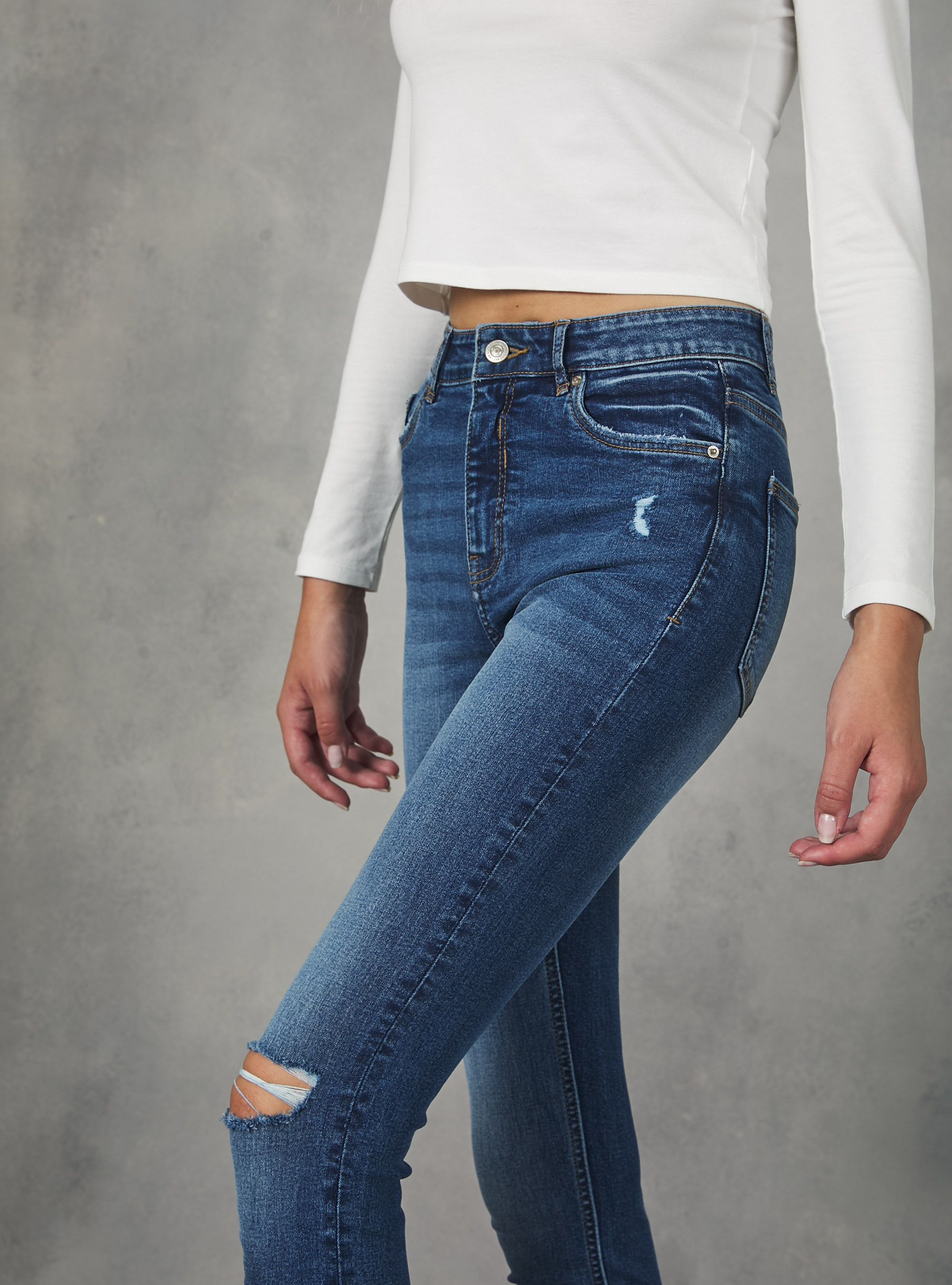 High-waisted super skinny jeans, D003 MEDIUM BLUE