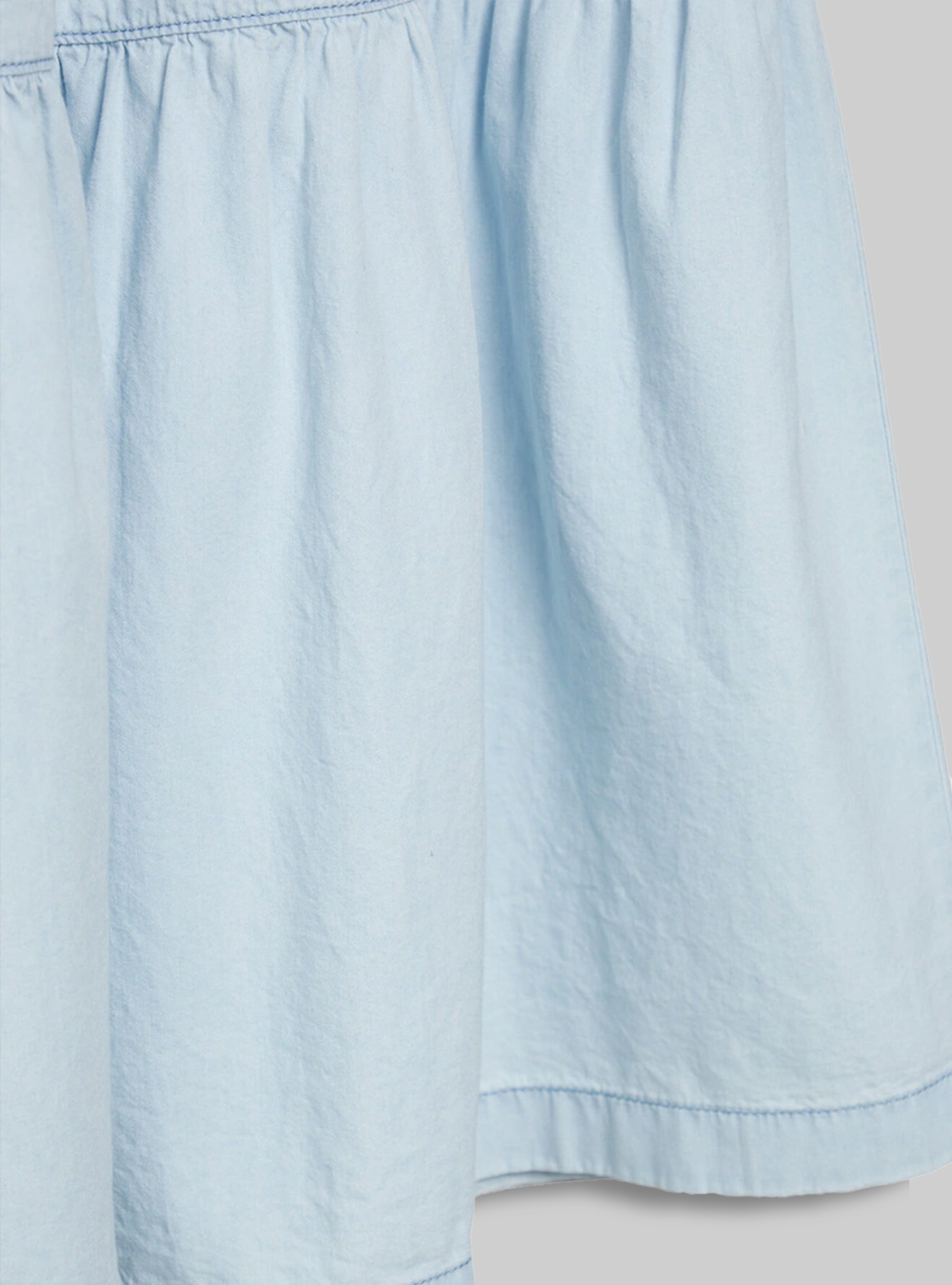 Gonna lunga con balze in chambray, D005 LIGHT BLUE