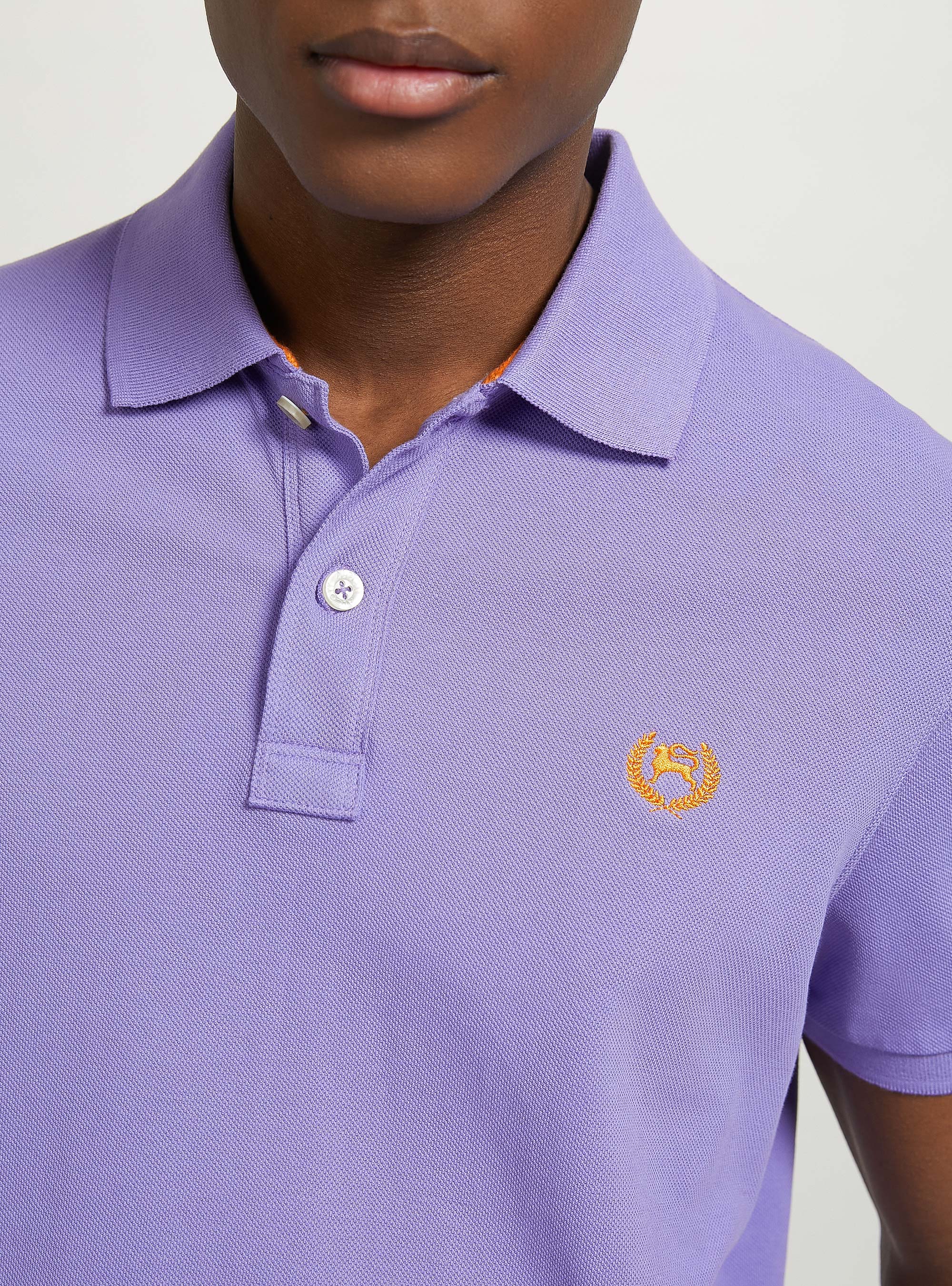 Polo de piqu&eacute; de algod&oacute;n con bordado, LC1 LILLAC DARK