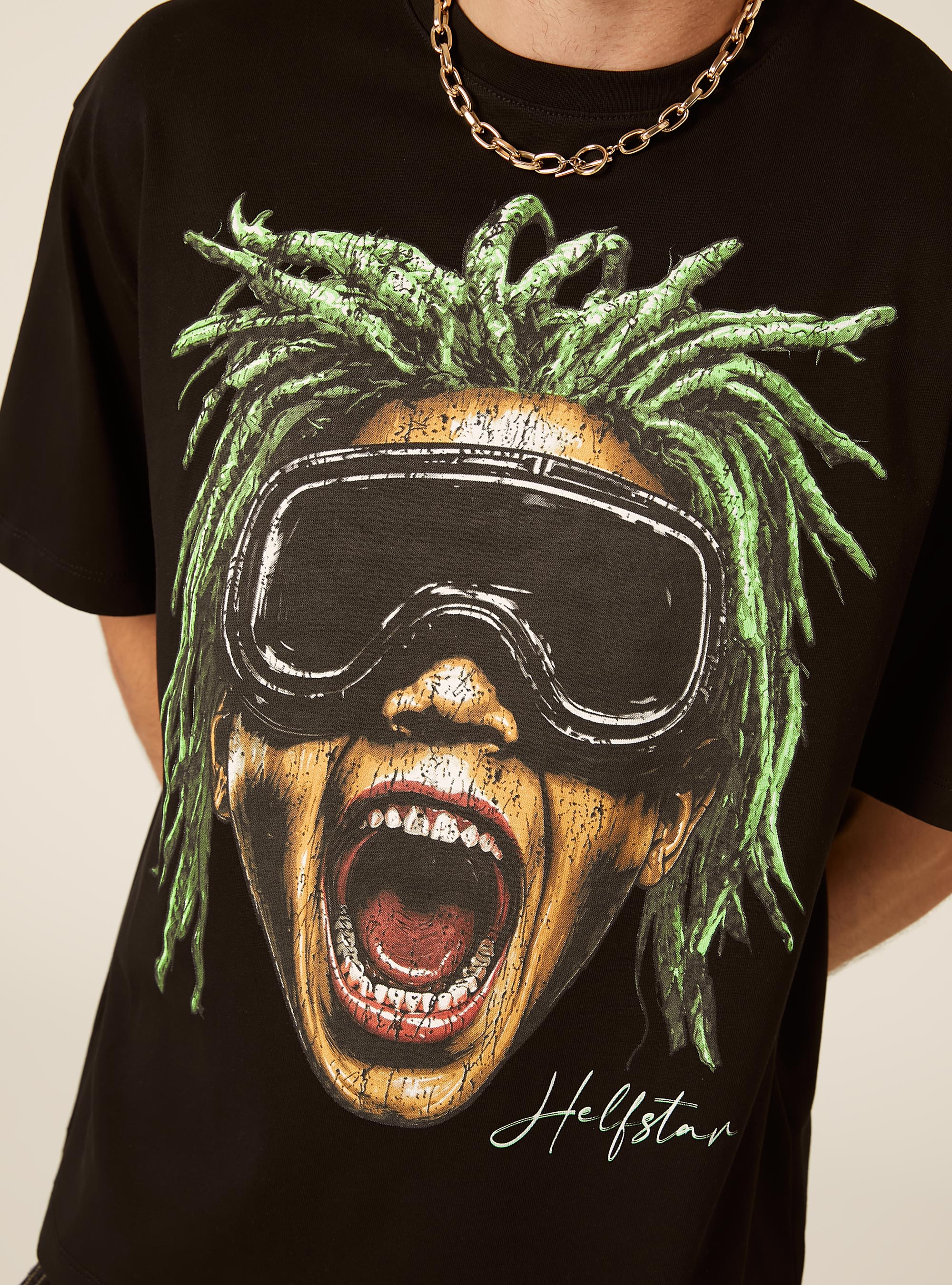Printed Boxy Fit T-Shirt, BK1 BLACK