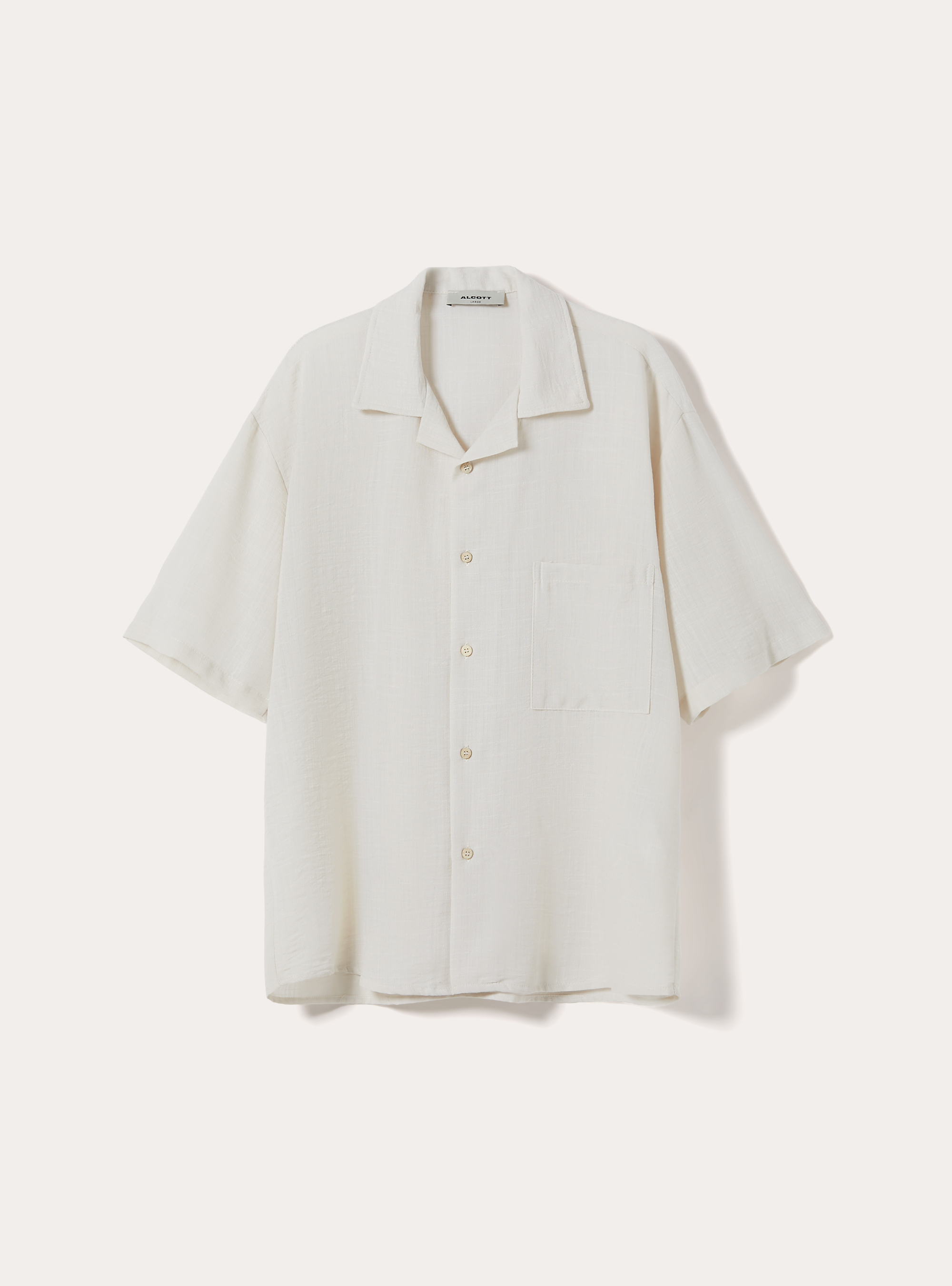 Slub Fabric Short Sleeve Shirt, WH1 OFF WHITE