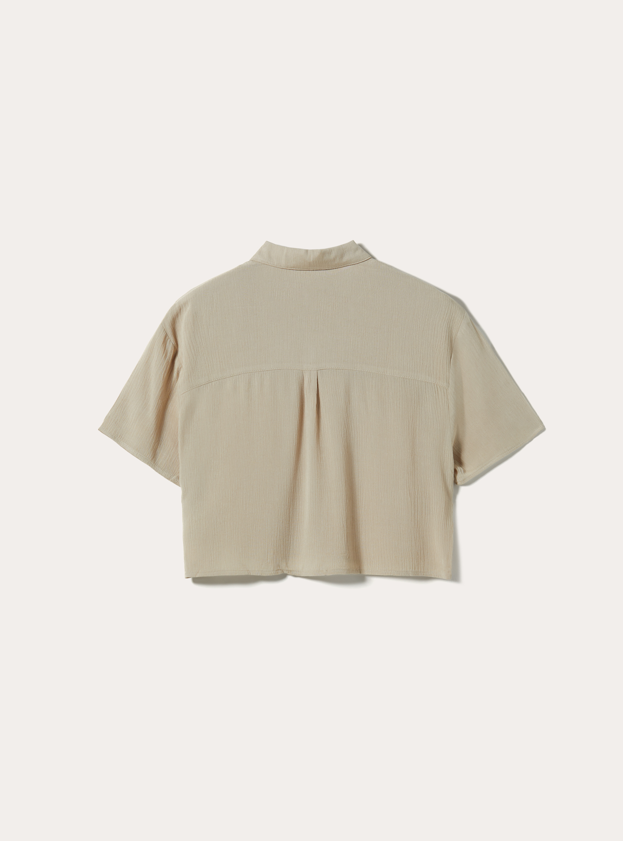 Cropped shirt with short sleeves, BG2 BEIGE MEDIUM