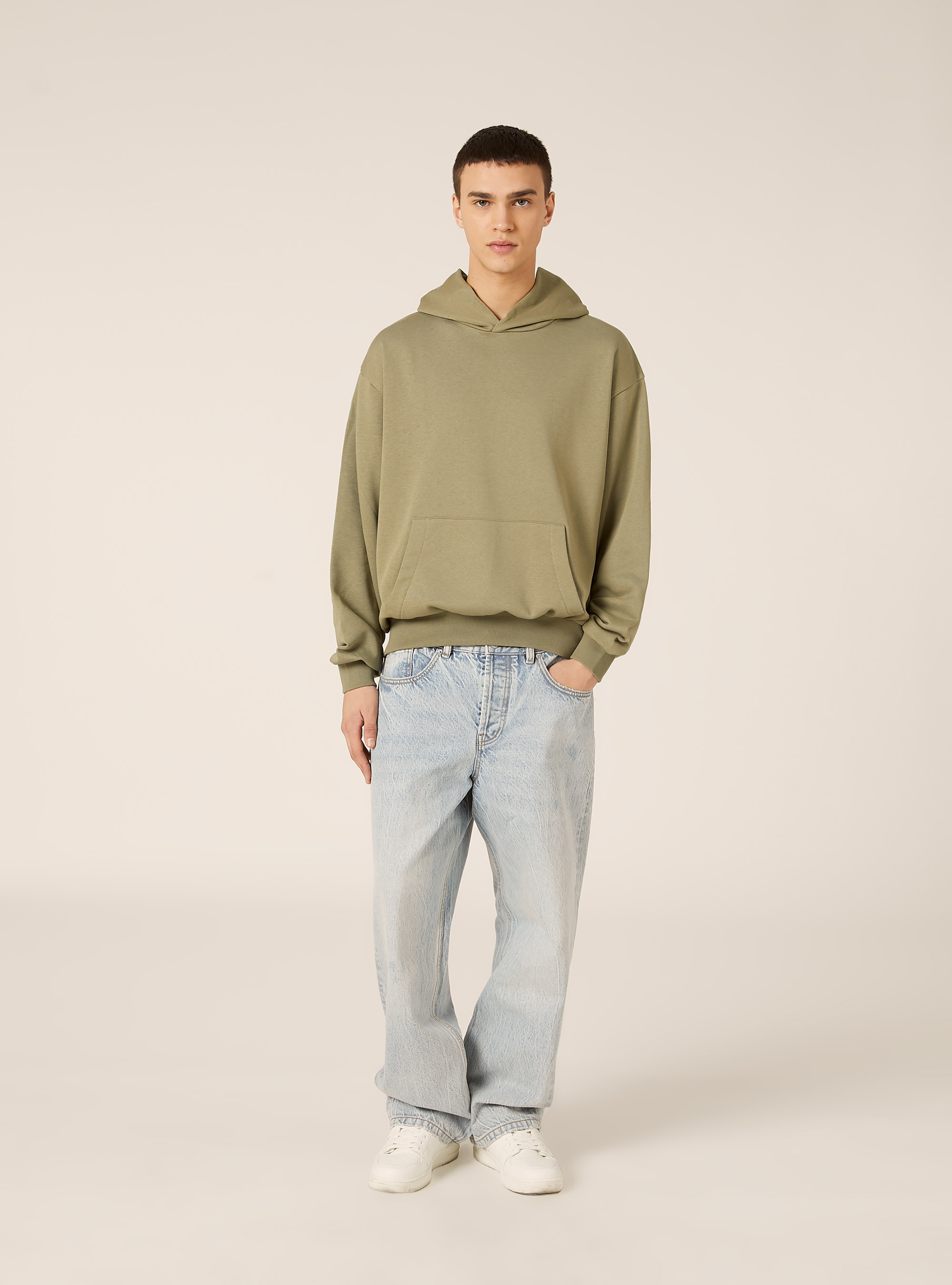 Boxy fit hooded sweatshirt, KY2 KAKY MEDIUM