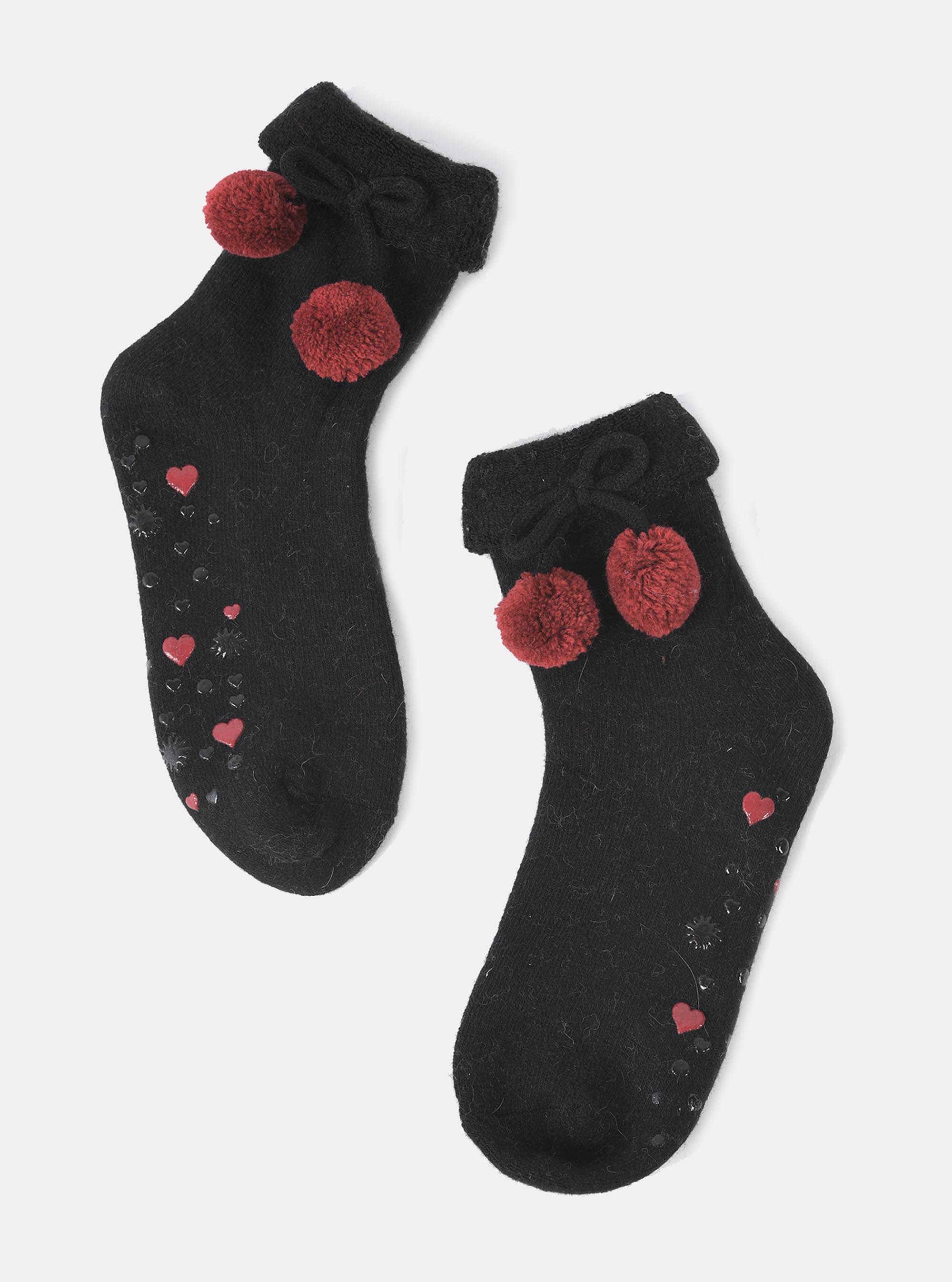 Calzini antiscivolo con pom pom, NERO