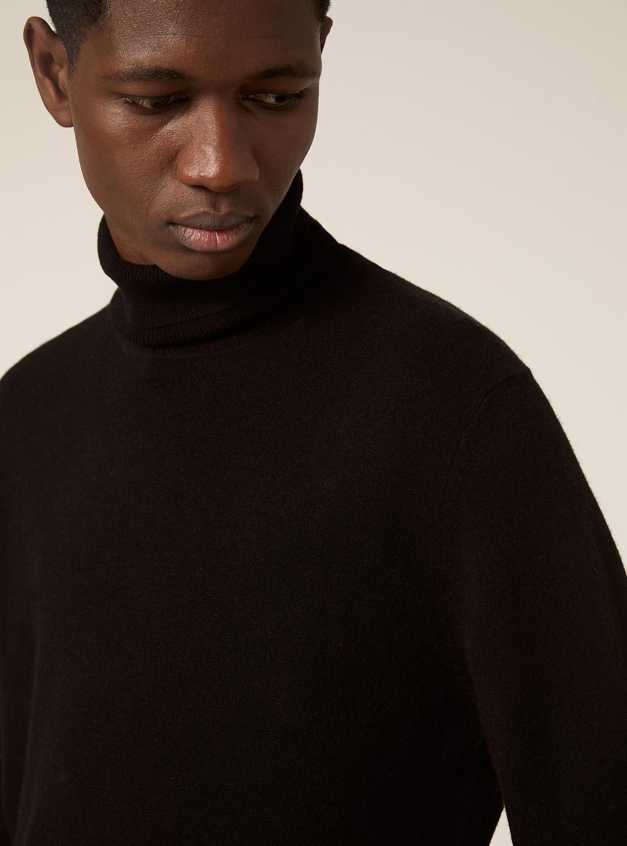 Rollkragenpullover mit Rippstrickabschluss, C101 BLACK