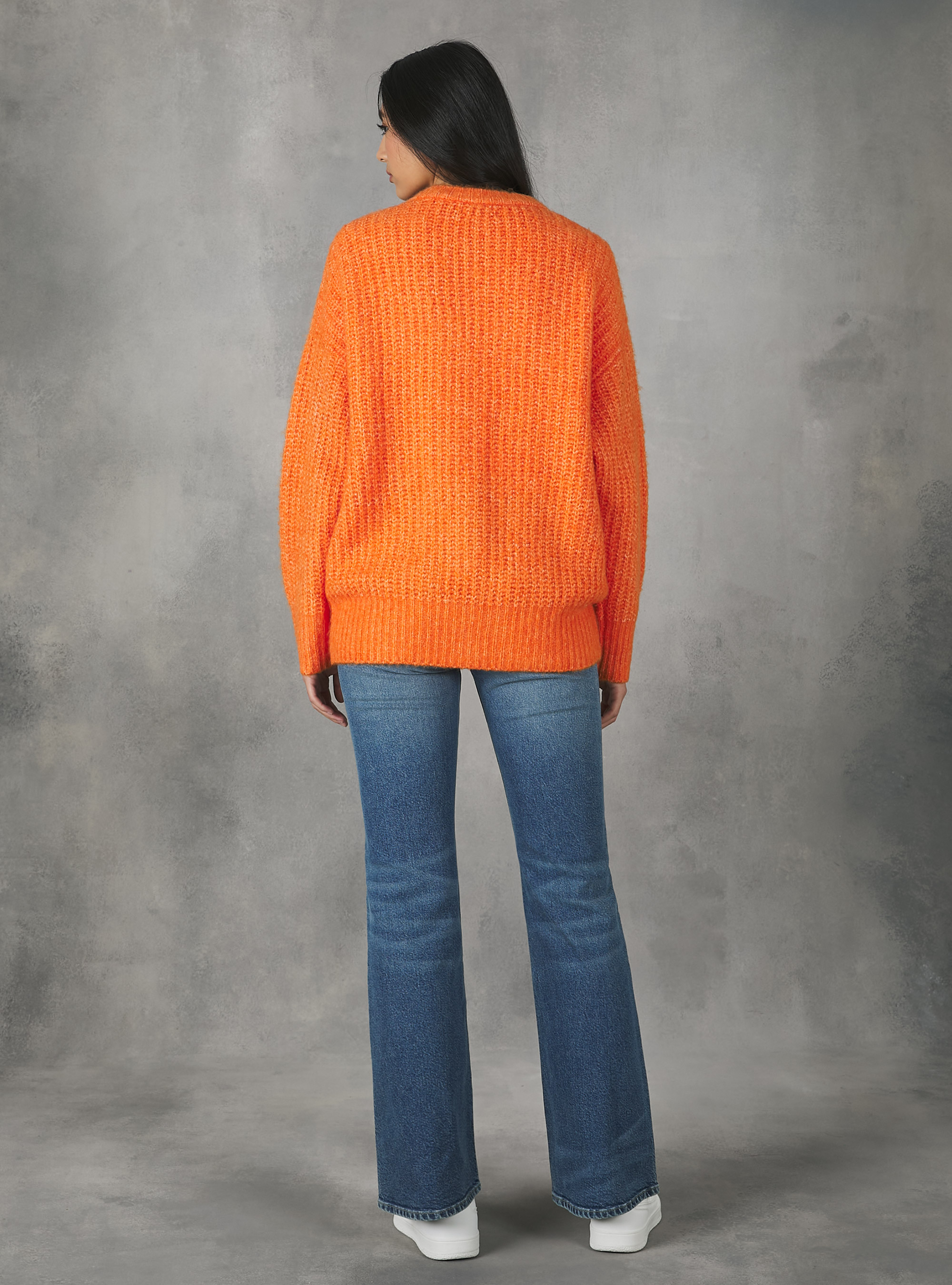 Ribbed cardigan pullover, OR2 ORANGE MED.