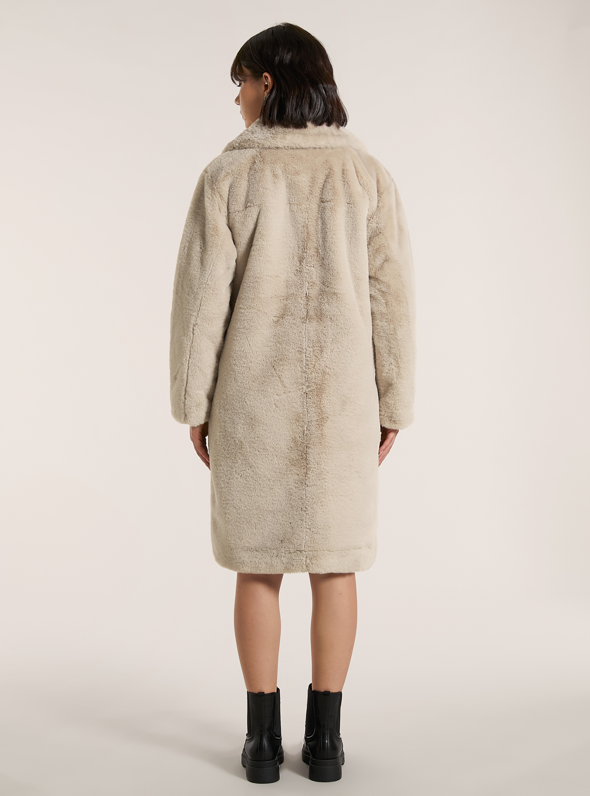 Abrigo de piel de doble botonadura, BG3 BEIGE LIGHT