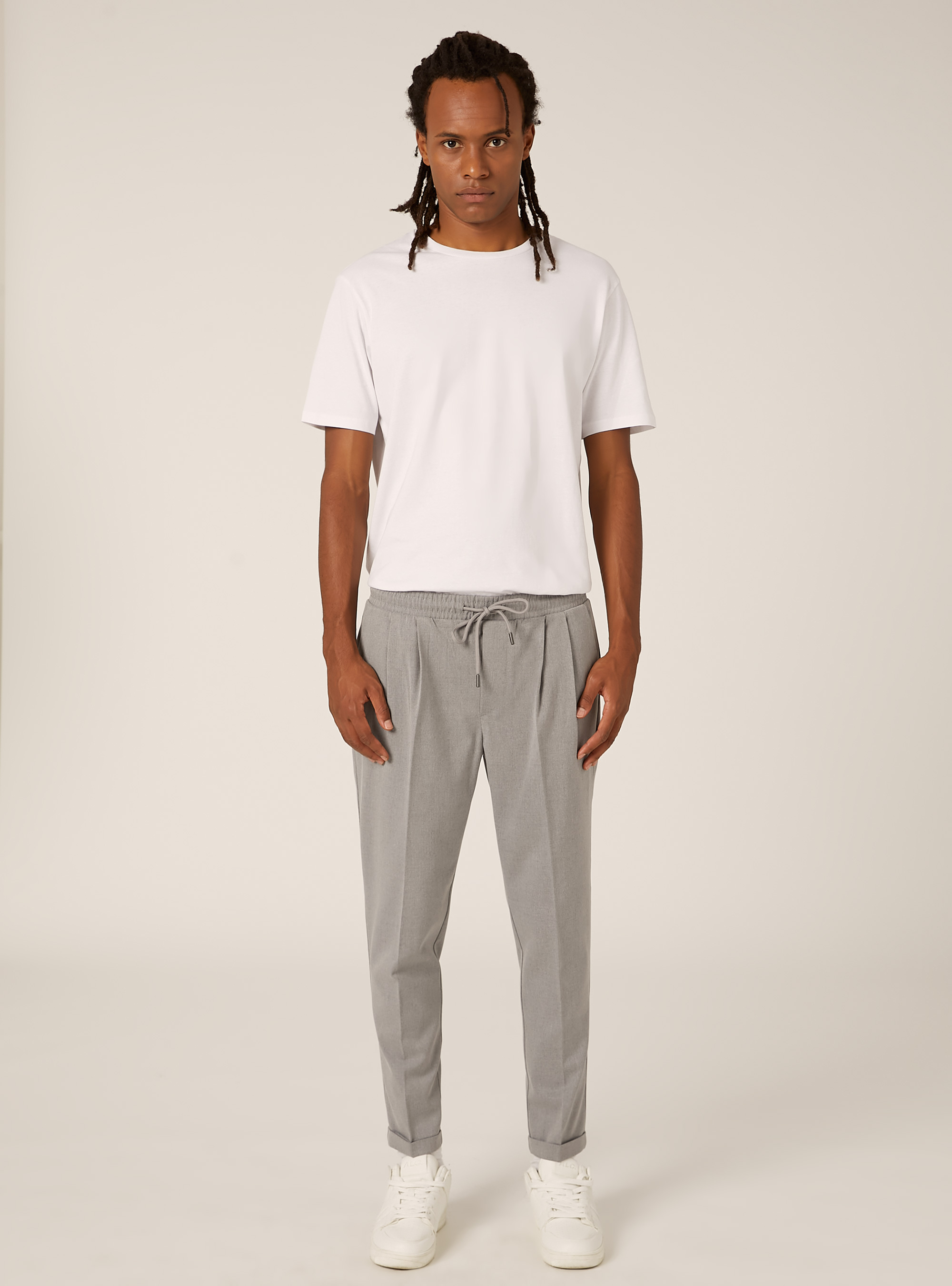 Twill jogger pants, MGY3 GREY MEL LIGHT