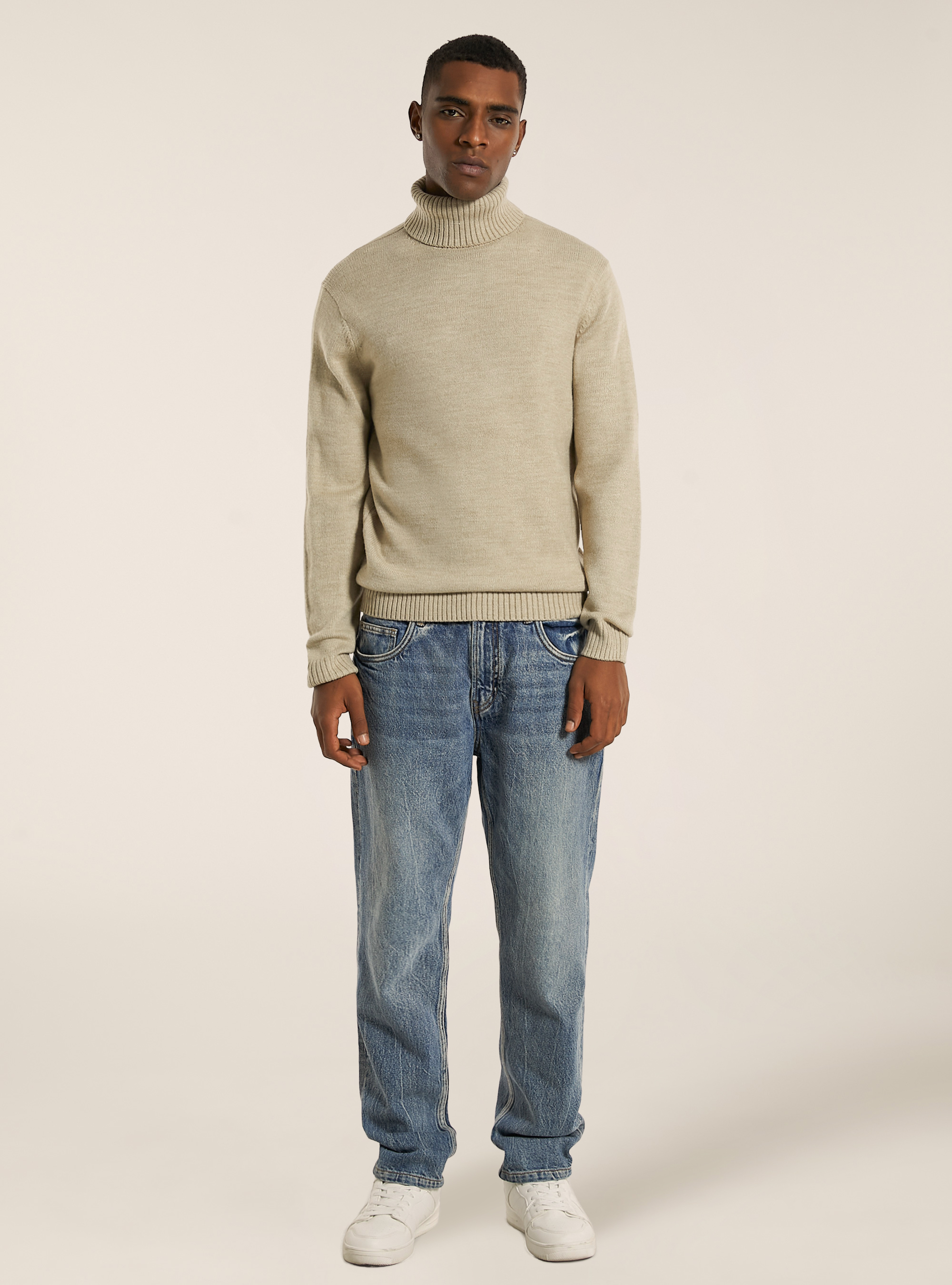 Maglione collo alto, MBG2 BEIGE MEL MED