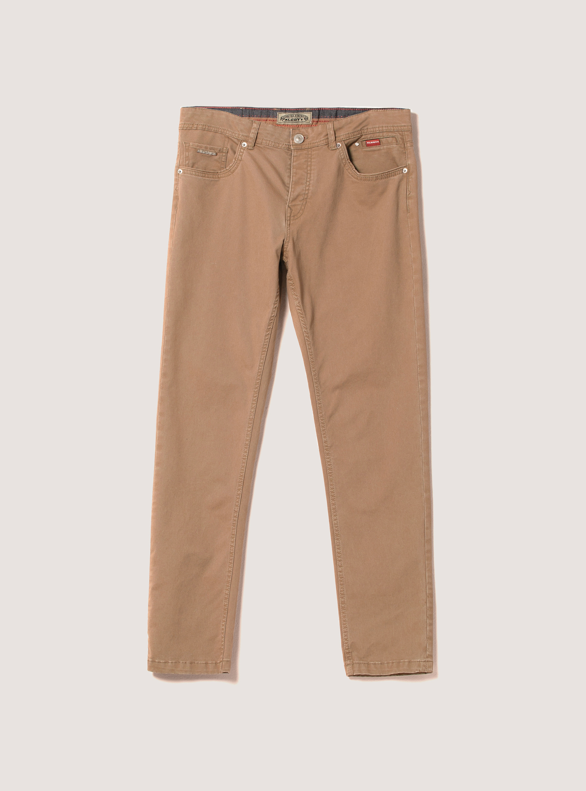 Recycled cotton skinny fit trousers, BG2 BEIGE MEDIUM