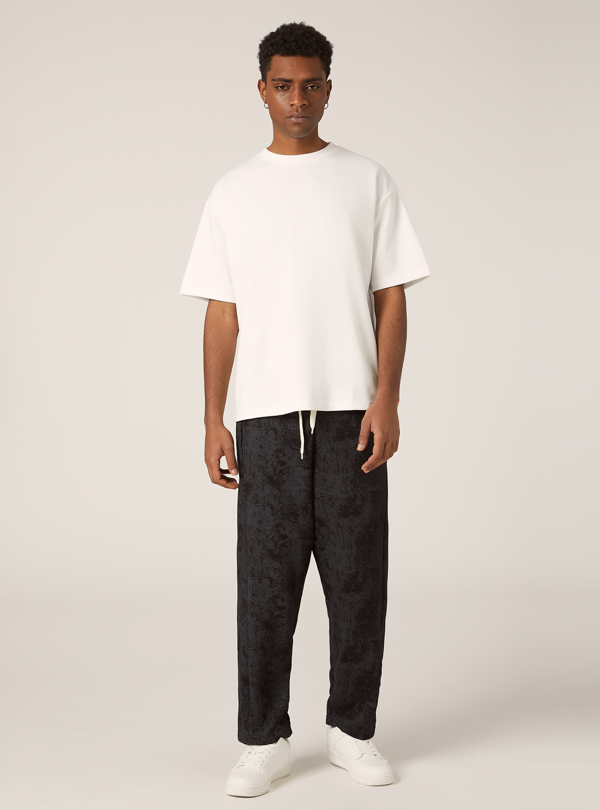 Marbled jogger pants, BK1 BLACK
