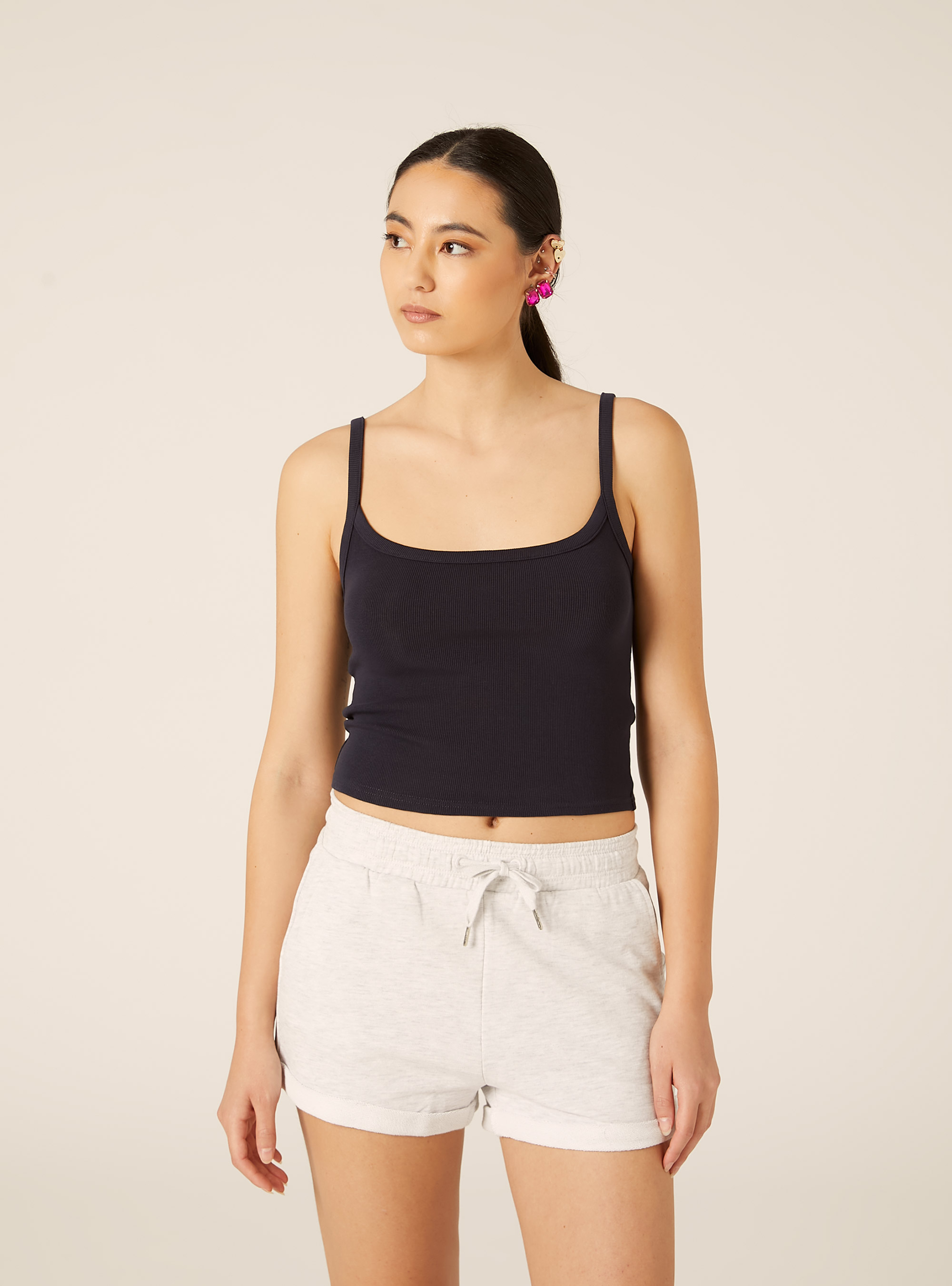 Canotta crop a coste basic, NA3 NAVY LIGHT