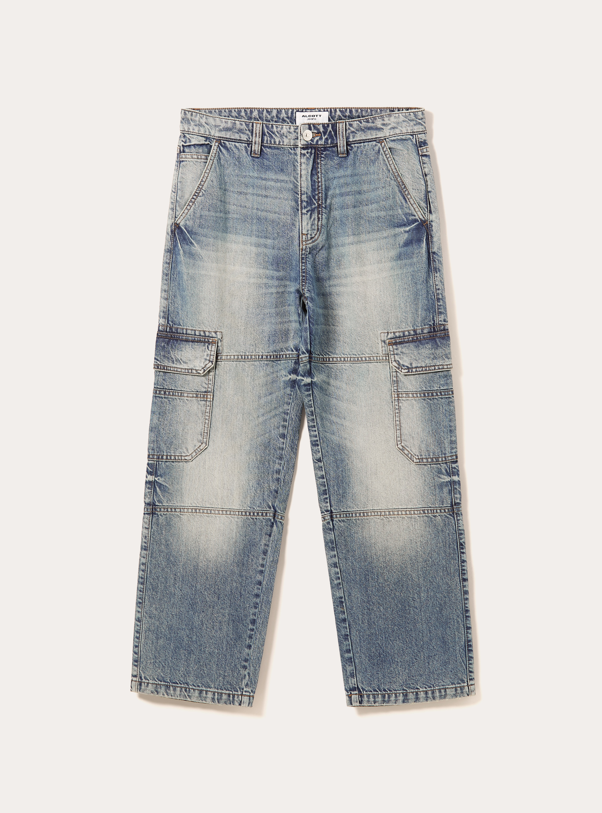 Cargo jeans, D003 MEDIUM BLUE