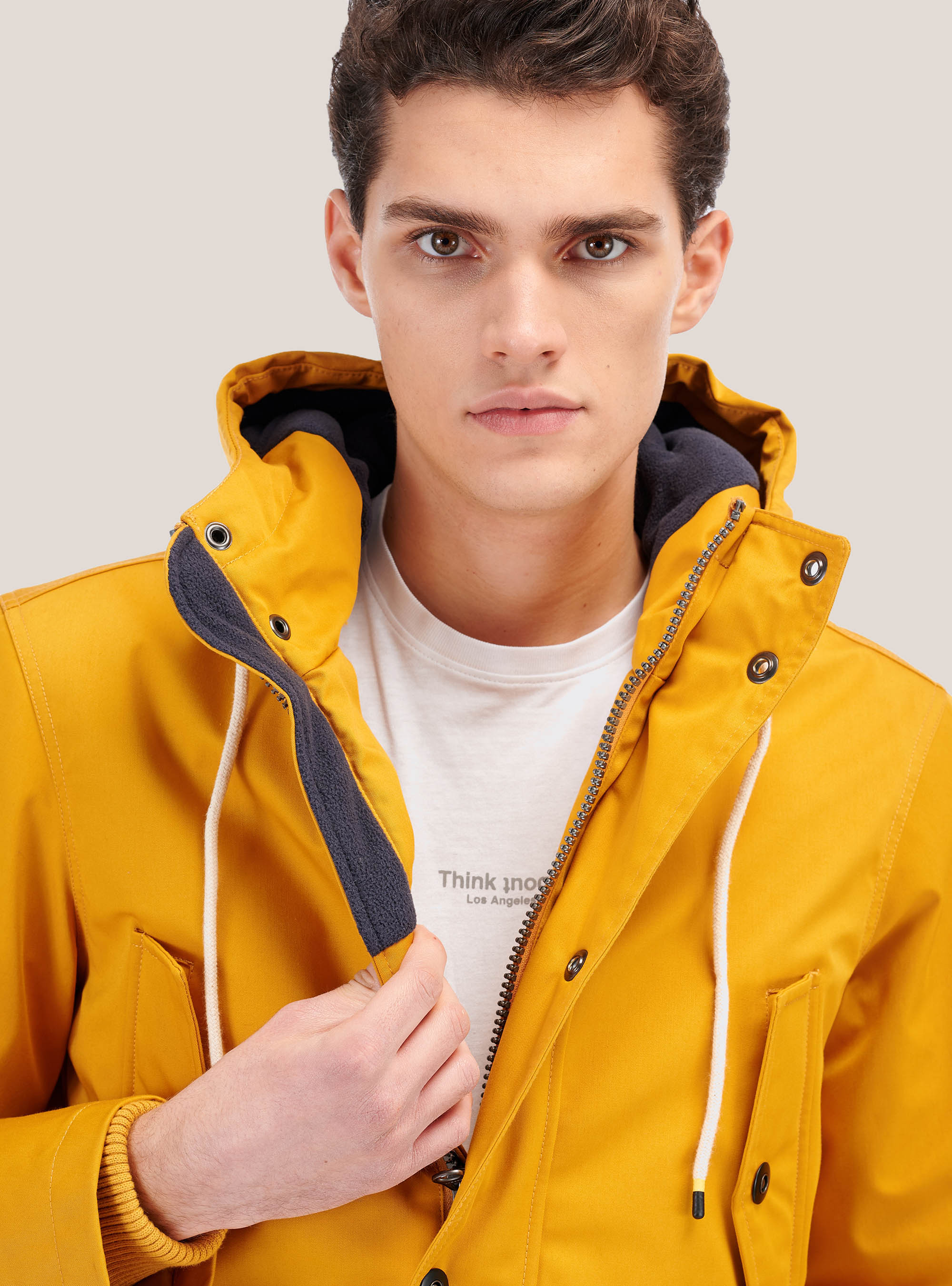 PARKA JACKET WITH POCKETS, C7742 YELLOW