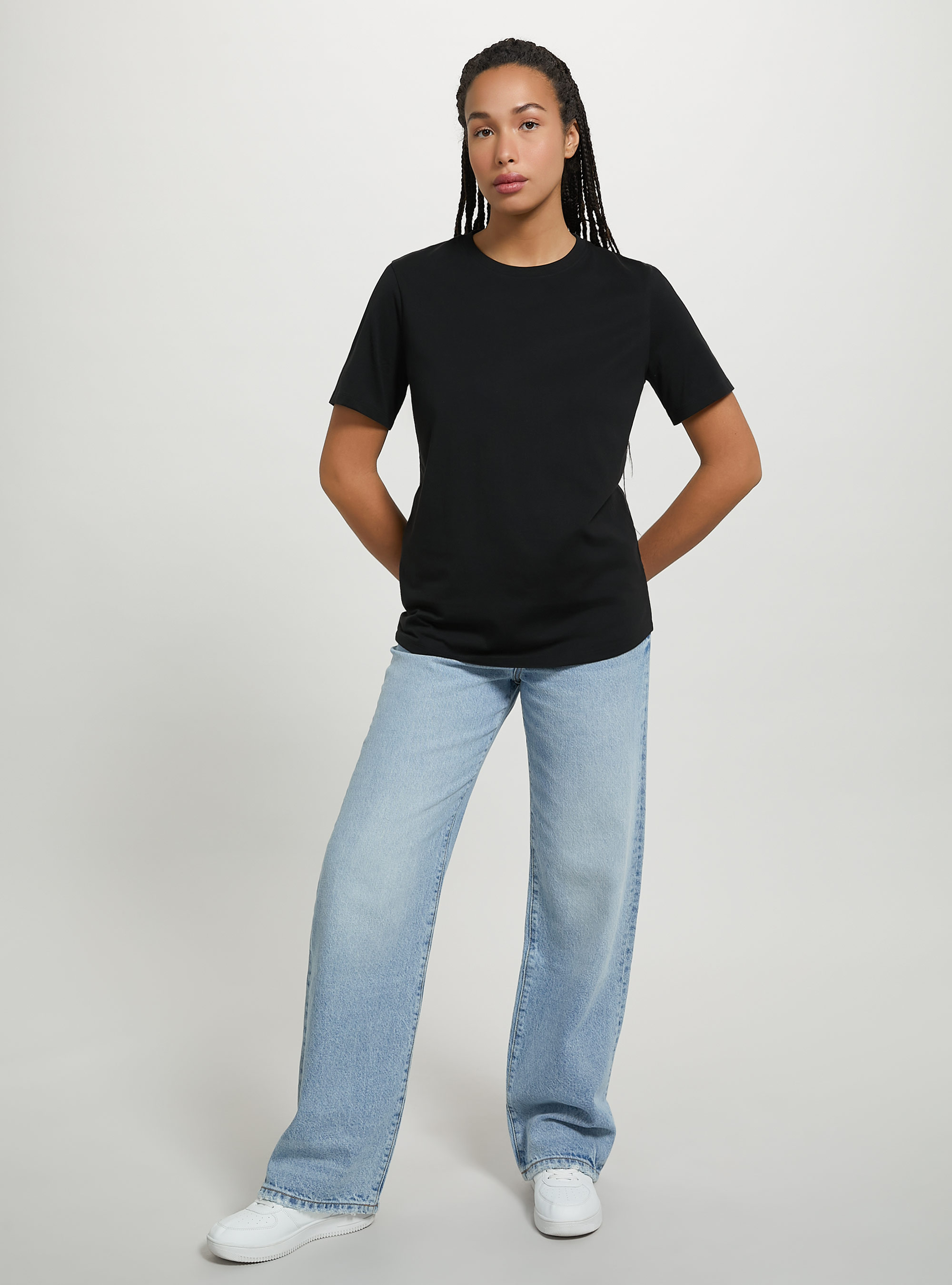 Cotton crew-neck T-shirt, BK1 BLACK