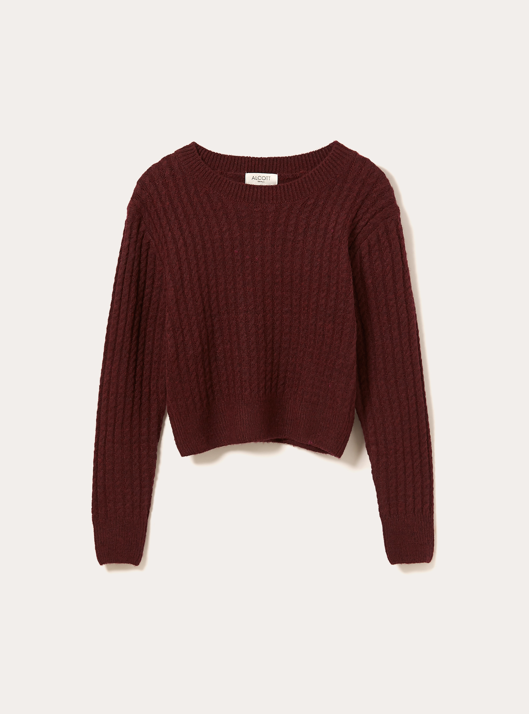 Maglia a trecce, BO2 BORDEAUX MEDIUM