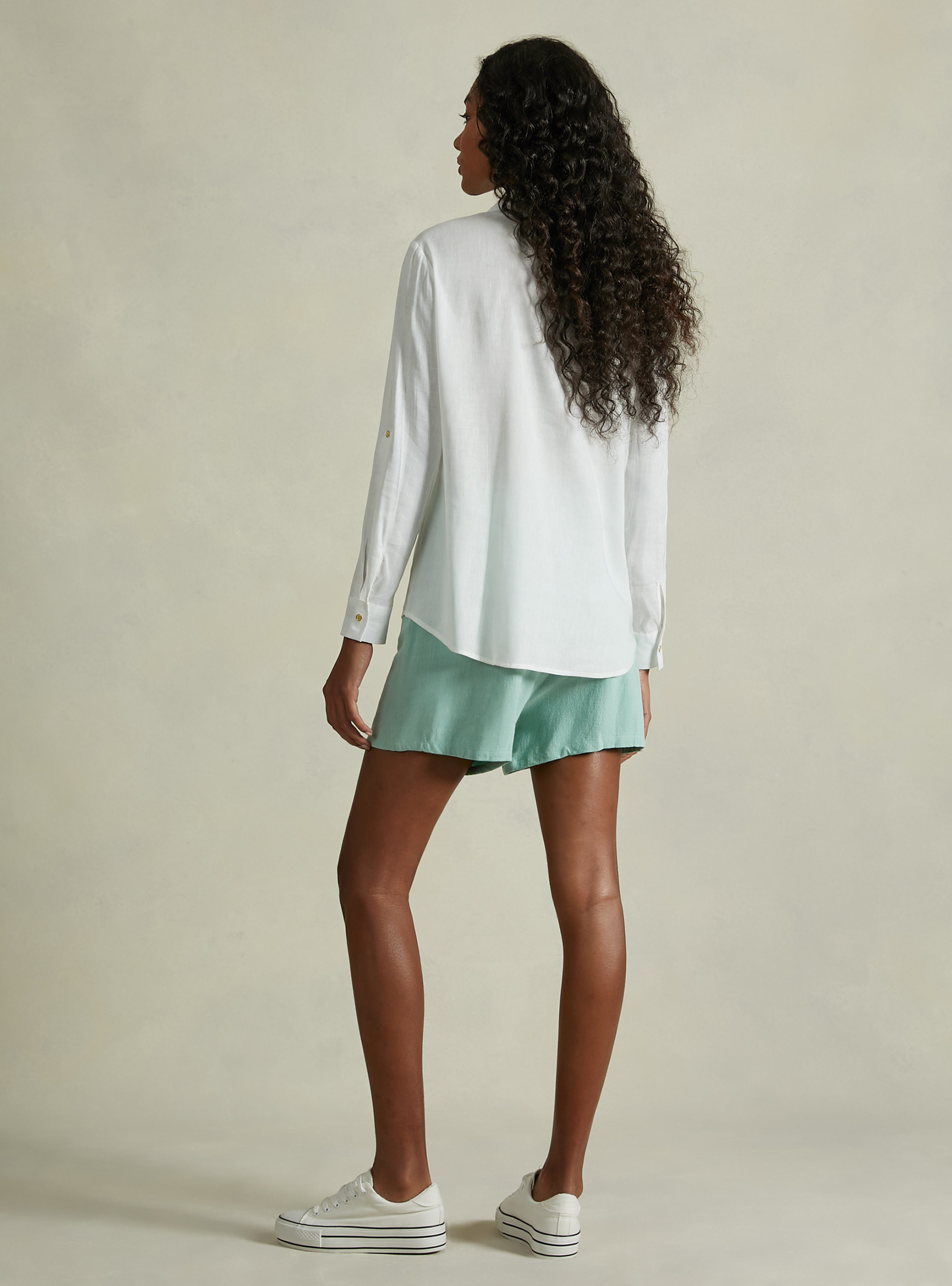 Linen-blend blouse, WH2 WHITE