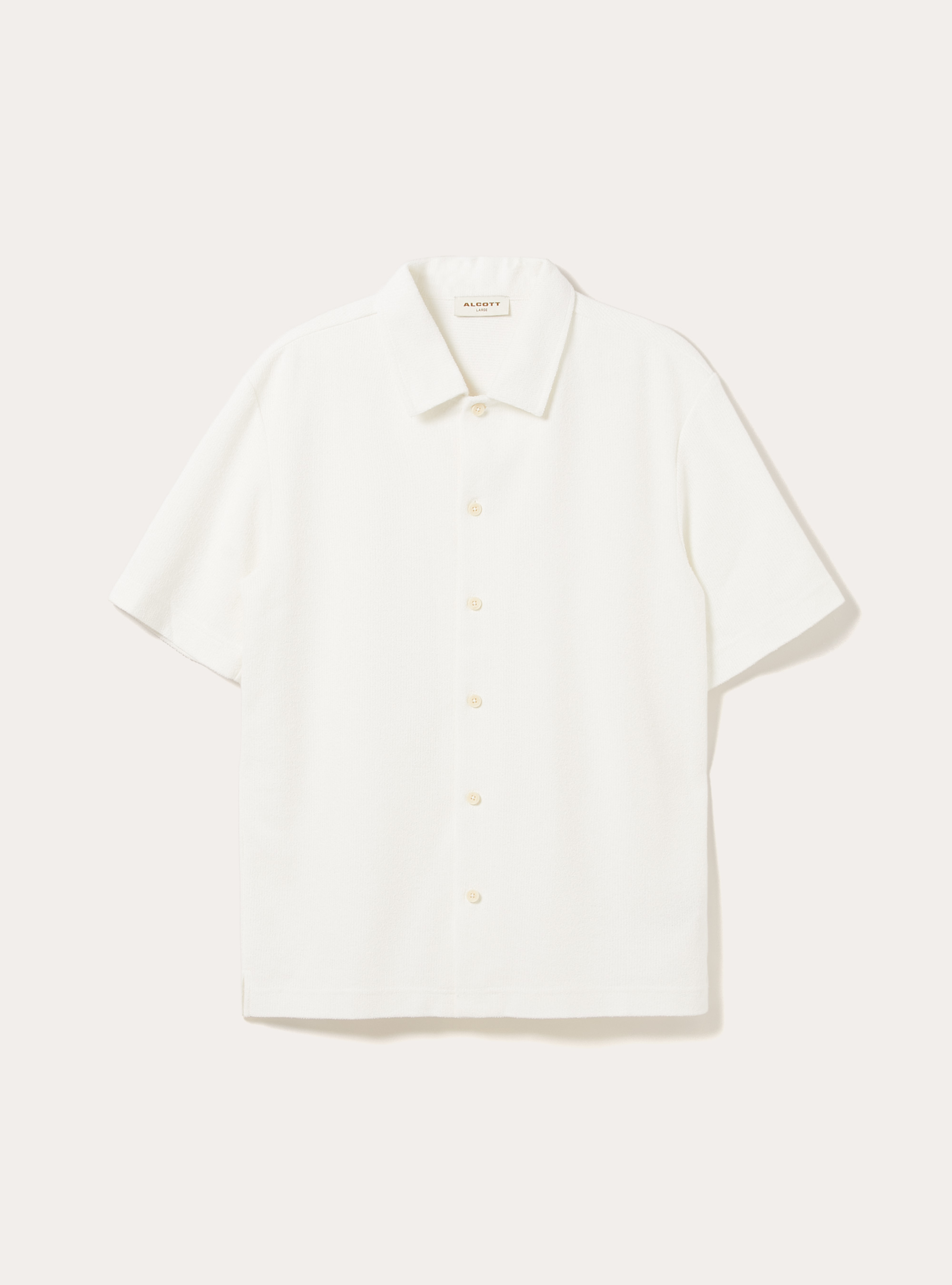 Camicia a maniche corte con texture, OFF WHITE