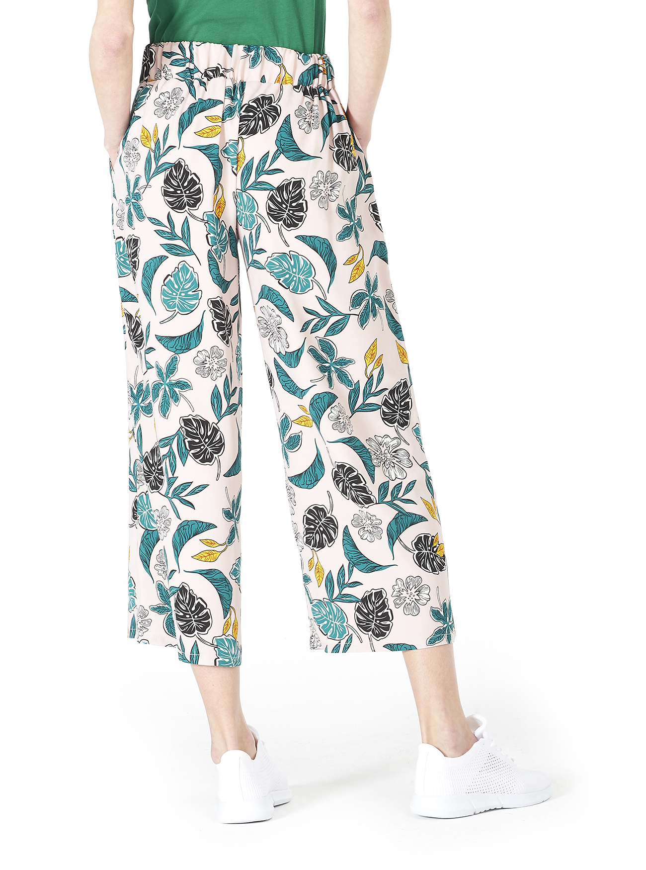 Pantalone gamba ampia vita alta e comfort fit, FL FLOREAL