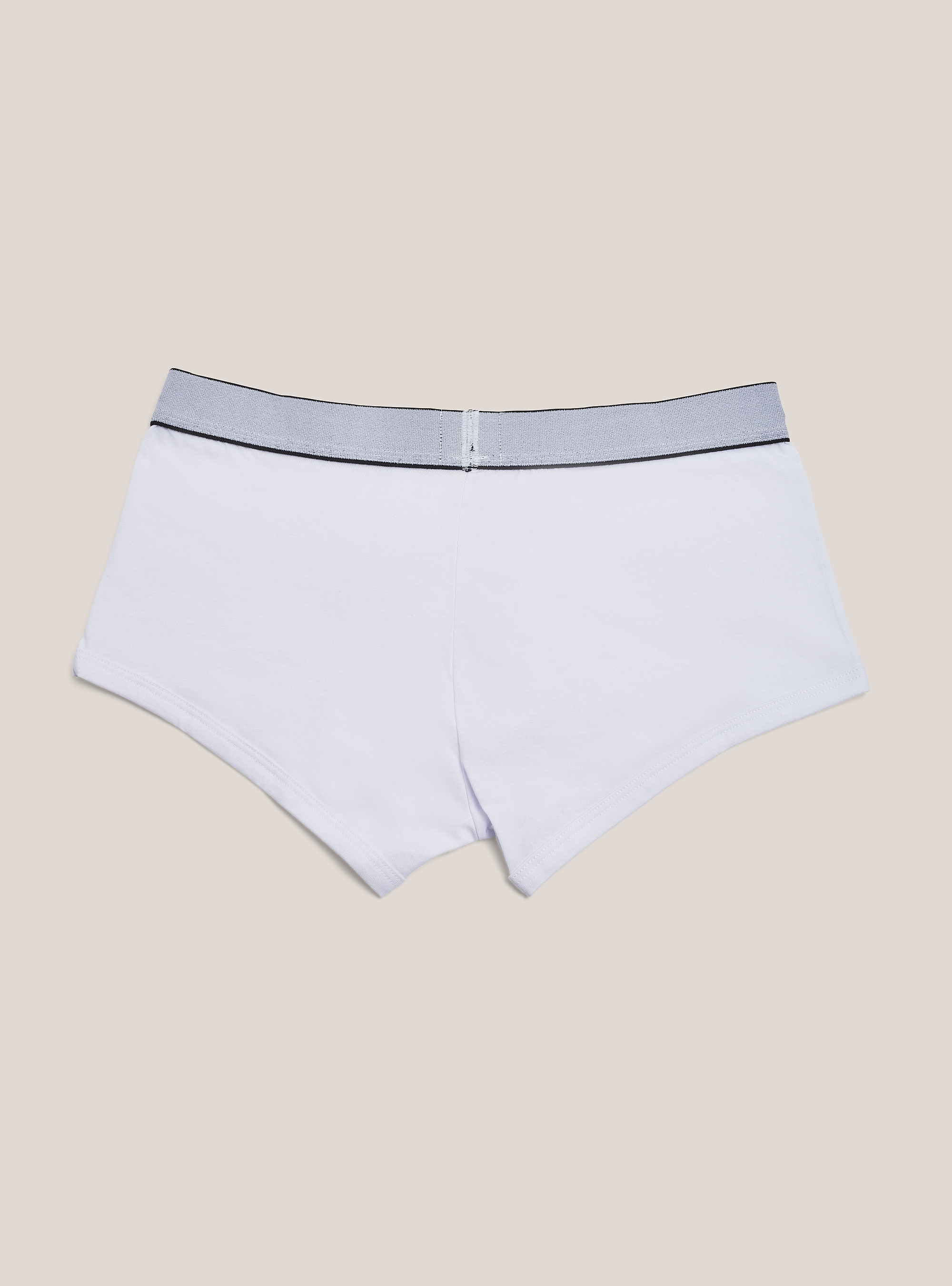 Boxer in cotone elasticizzato con logo, BIANCO