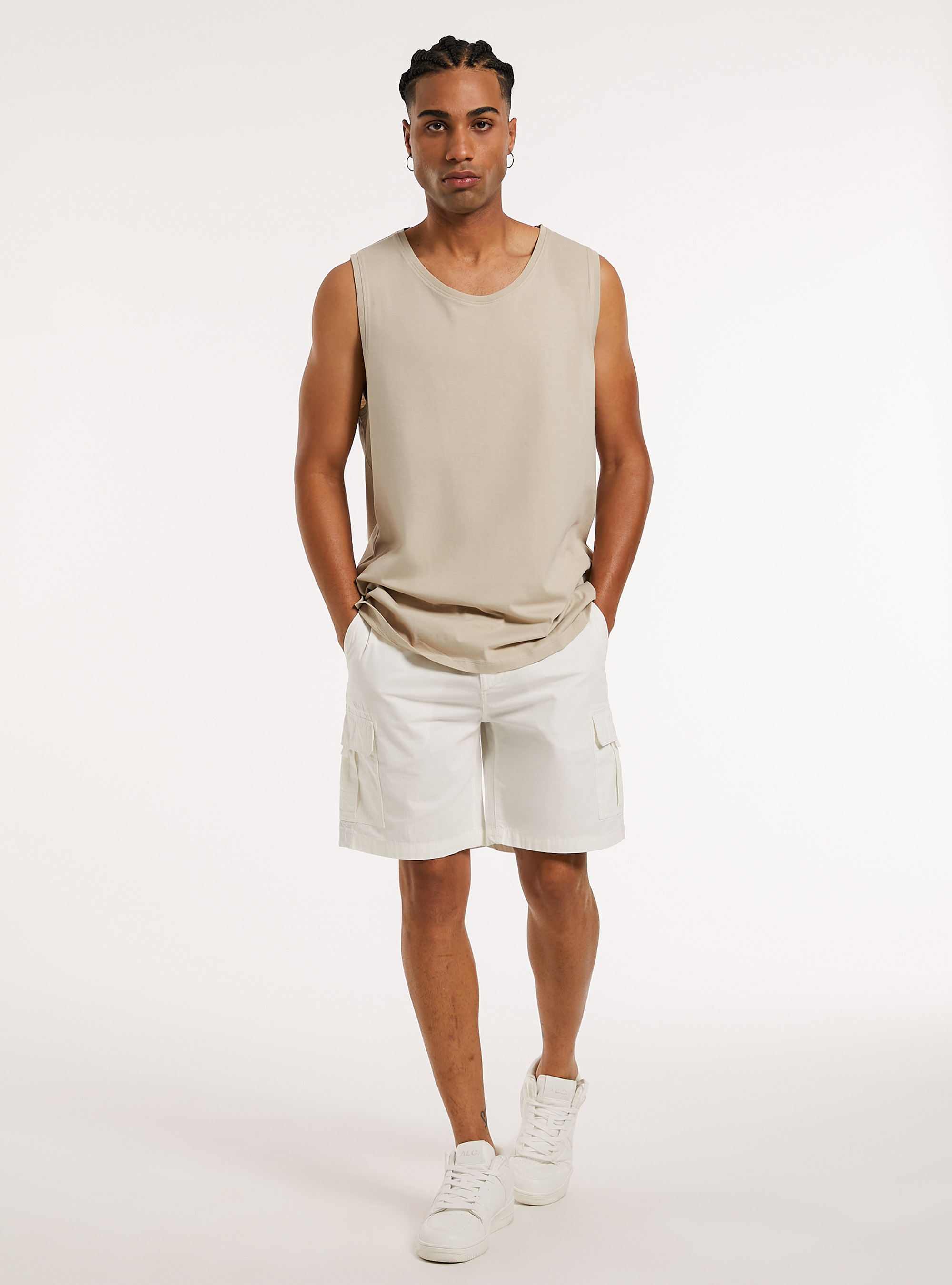 Solid-coloured comfort fit tank top, BG2 BEIGE MEDIUM