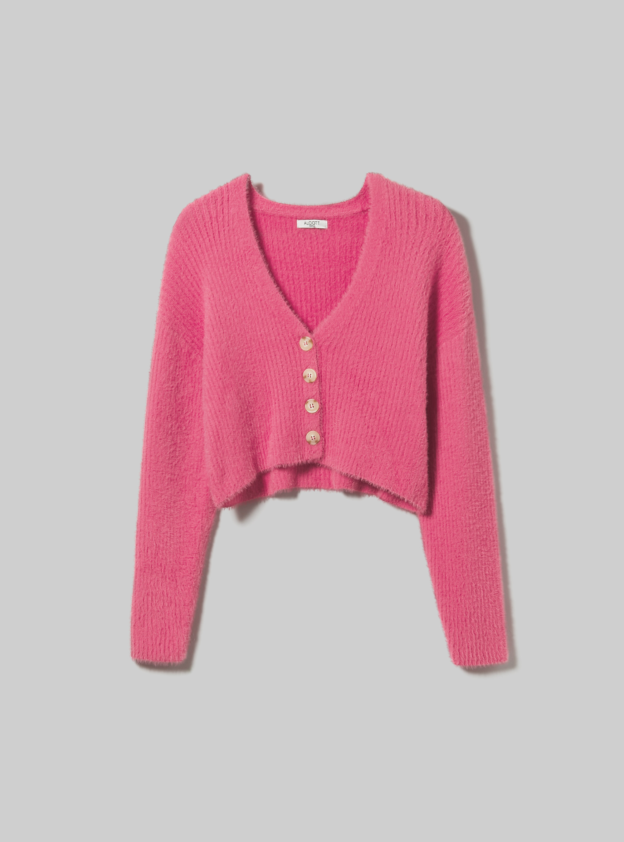 Soft touch cropped cardigan, FX2 FUXIA MEDIUM