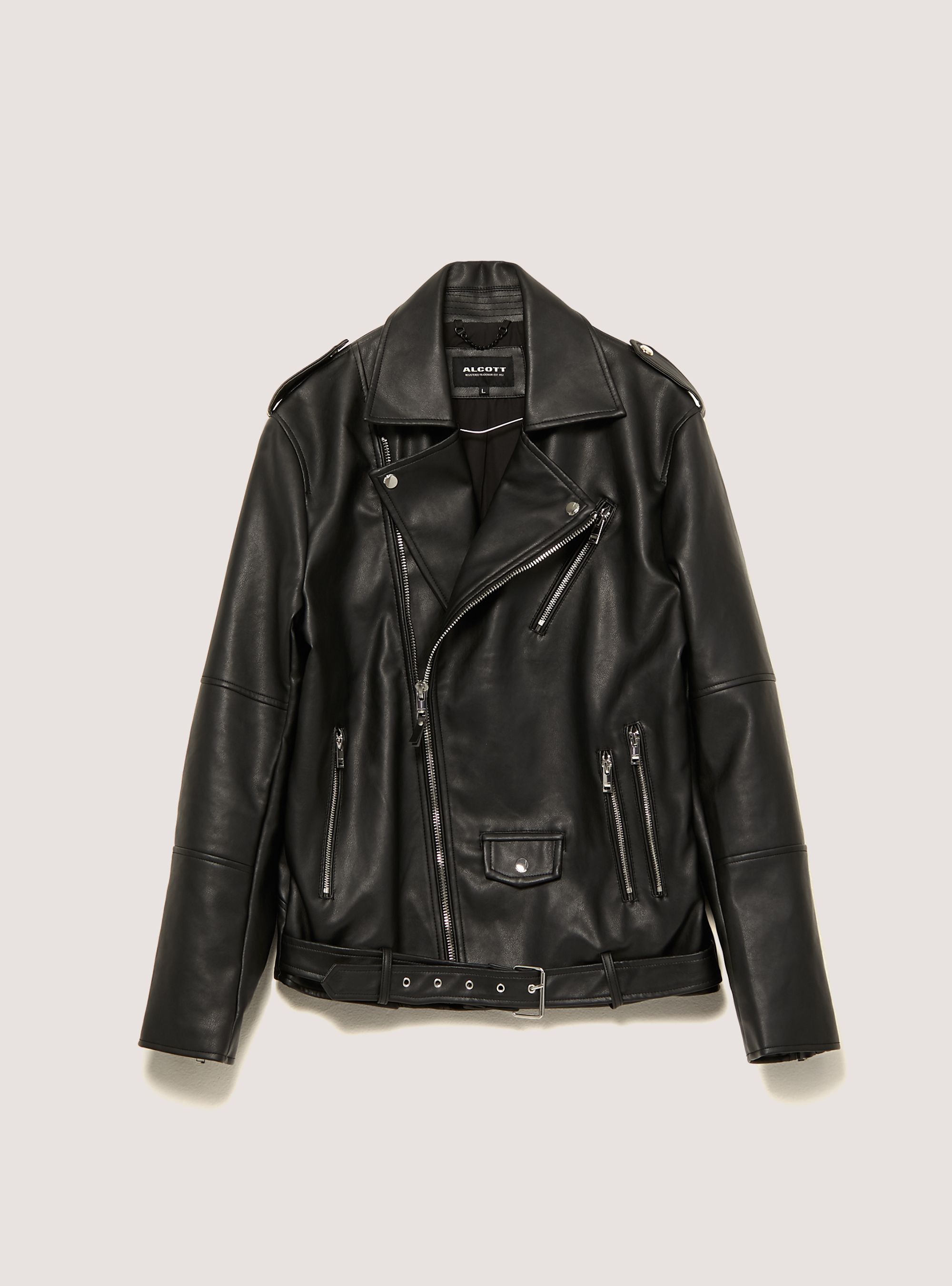 Giubbotto biker effetto pelle, BK1 BLACK