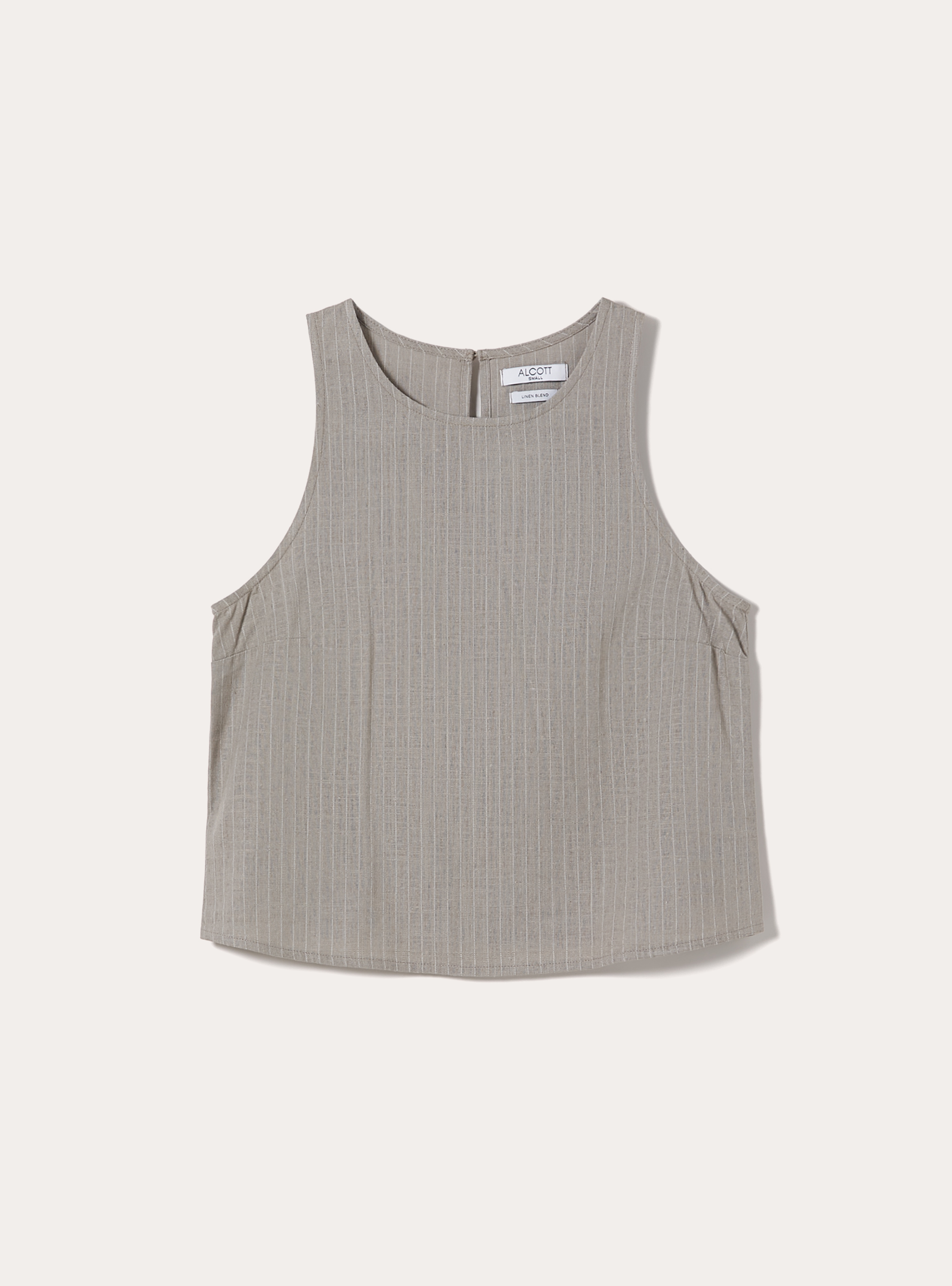 Canotta basic in misto lino, STRIPE BEIGE/WHITE