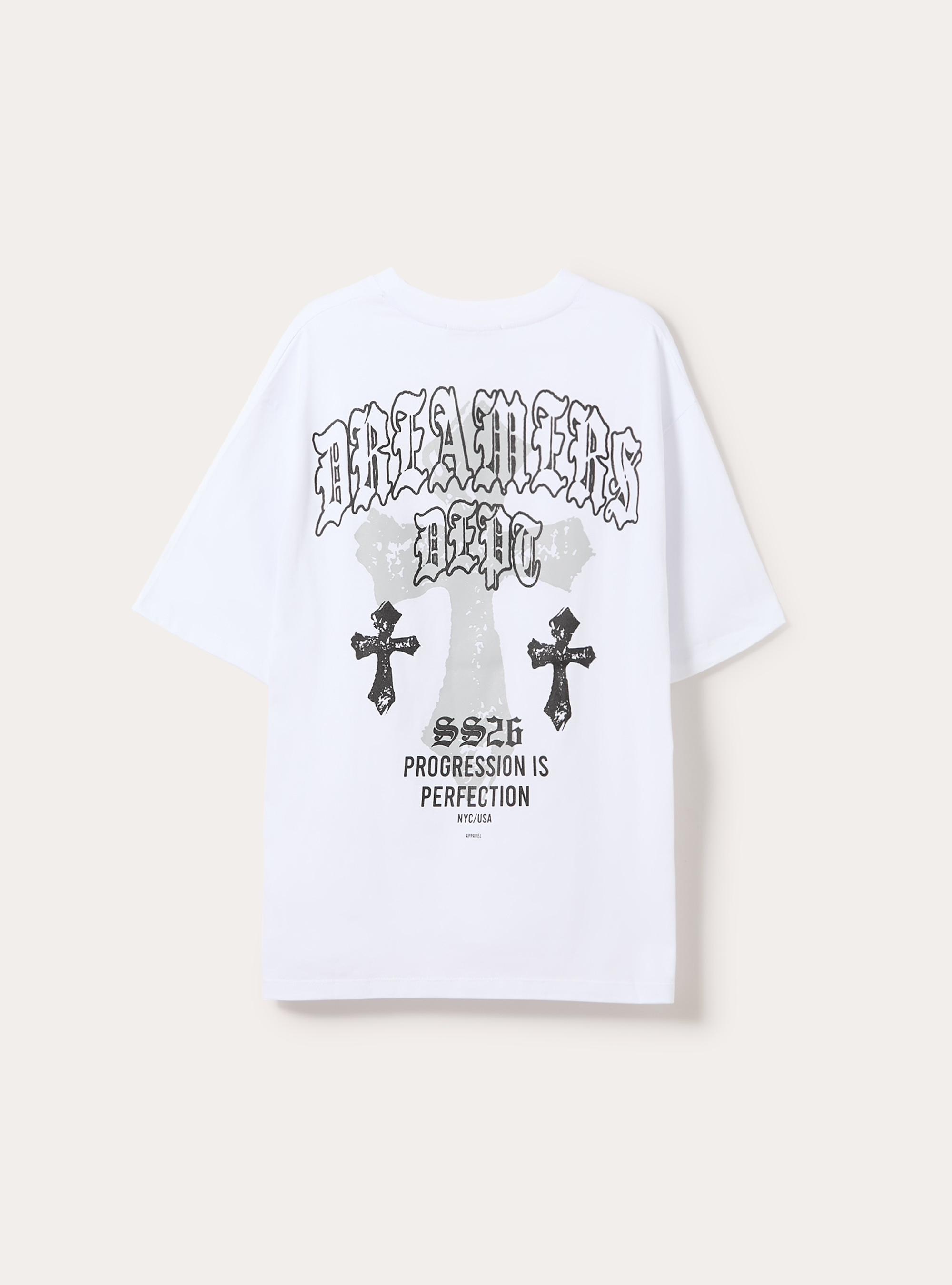 T-shirt con stampa croce, WH3 WHITE