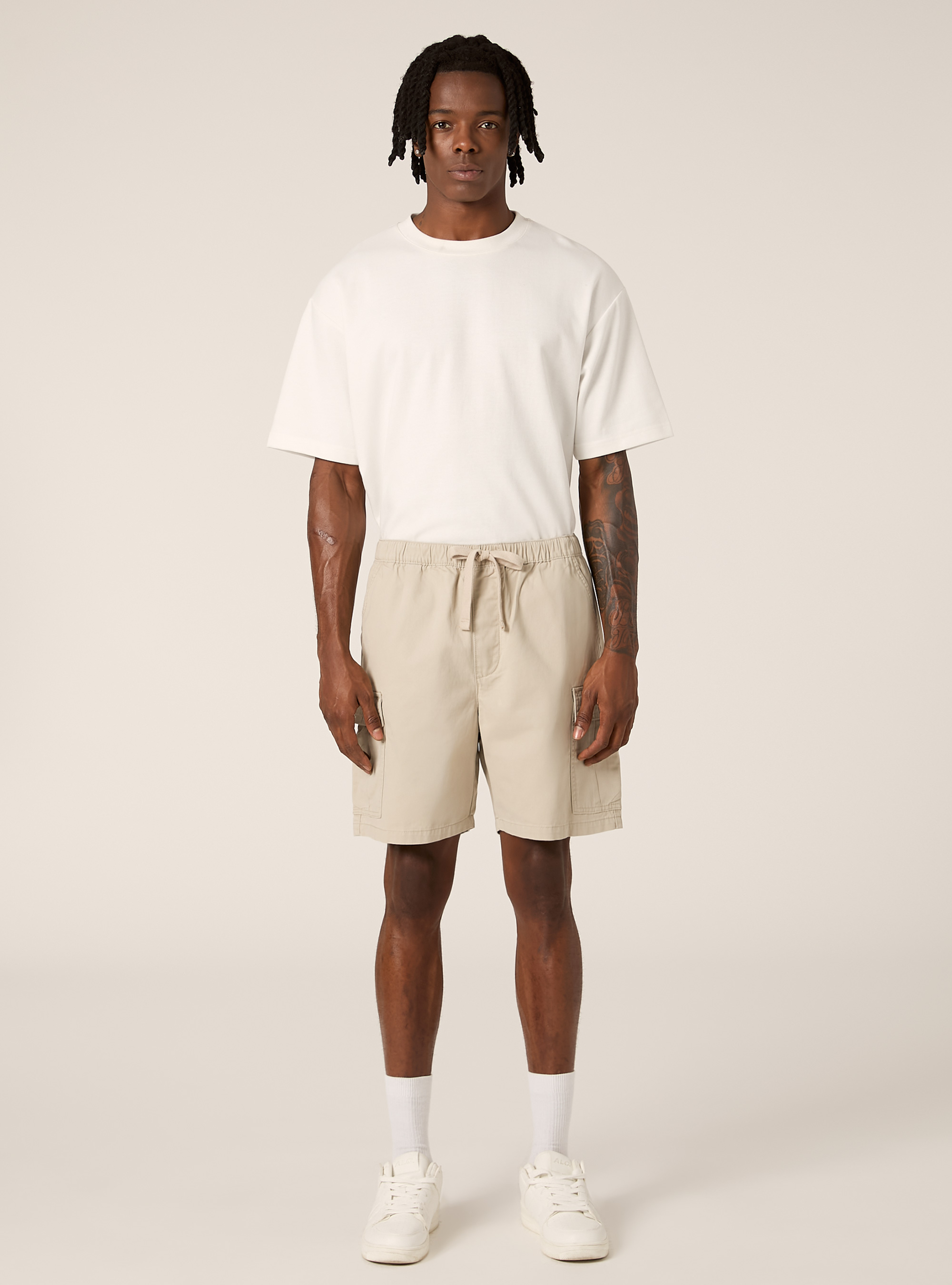 Bermuda cargo en serg&eacute; coul&eacute;, BG2 BEIGE MEDIUM