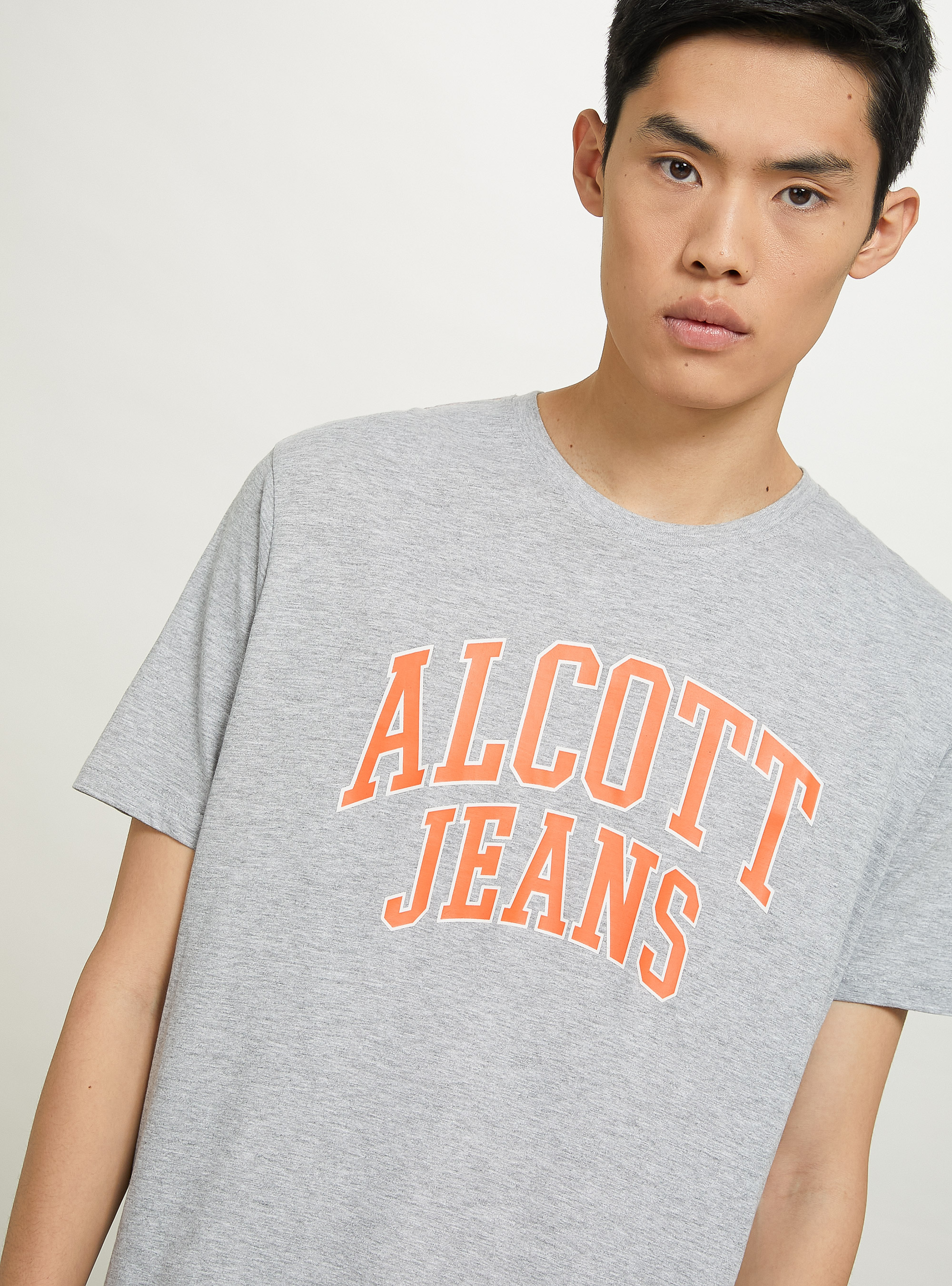 Cotton T-shirt with print, LIGHT GREY MELANGE