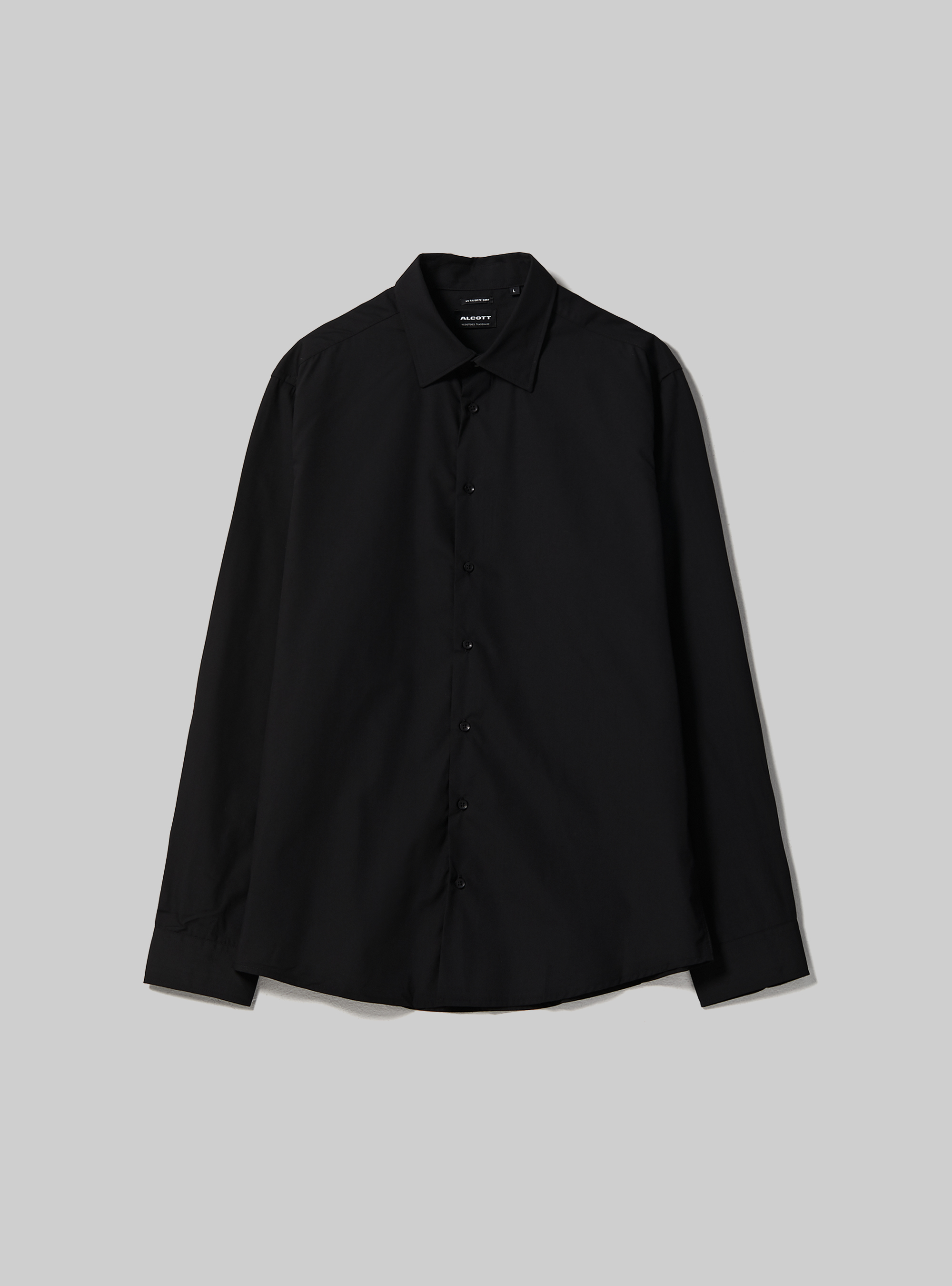 Plain-coloured long-sleeved shirt, BK1 BLACK
