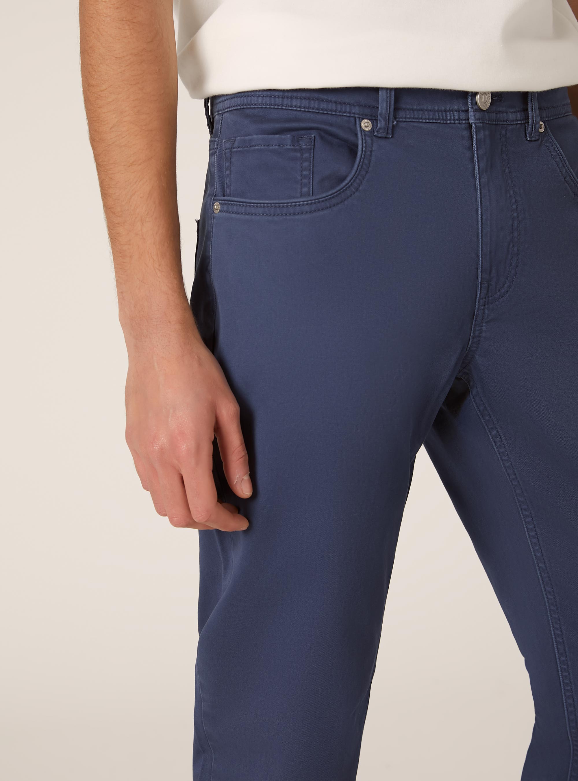 Skinny fit cotton trousers, BL2 BLUE MEDIUM