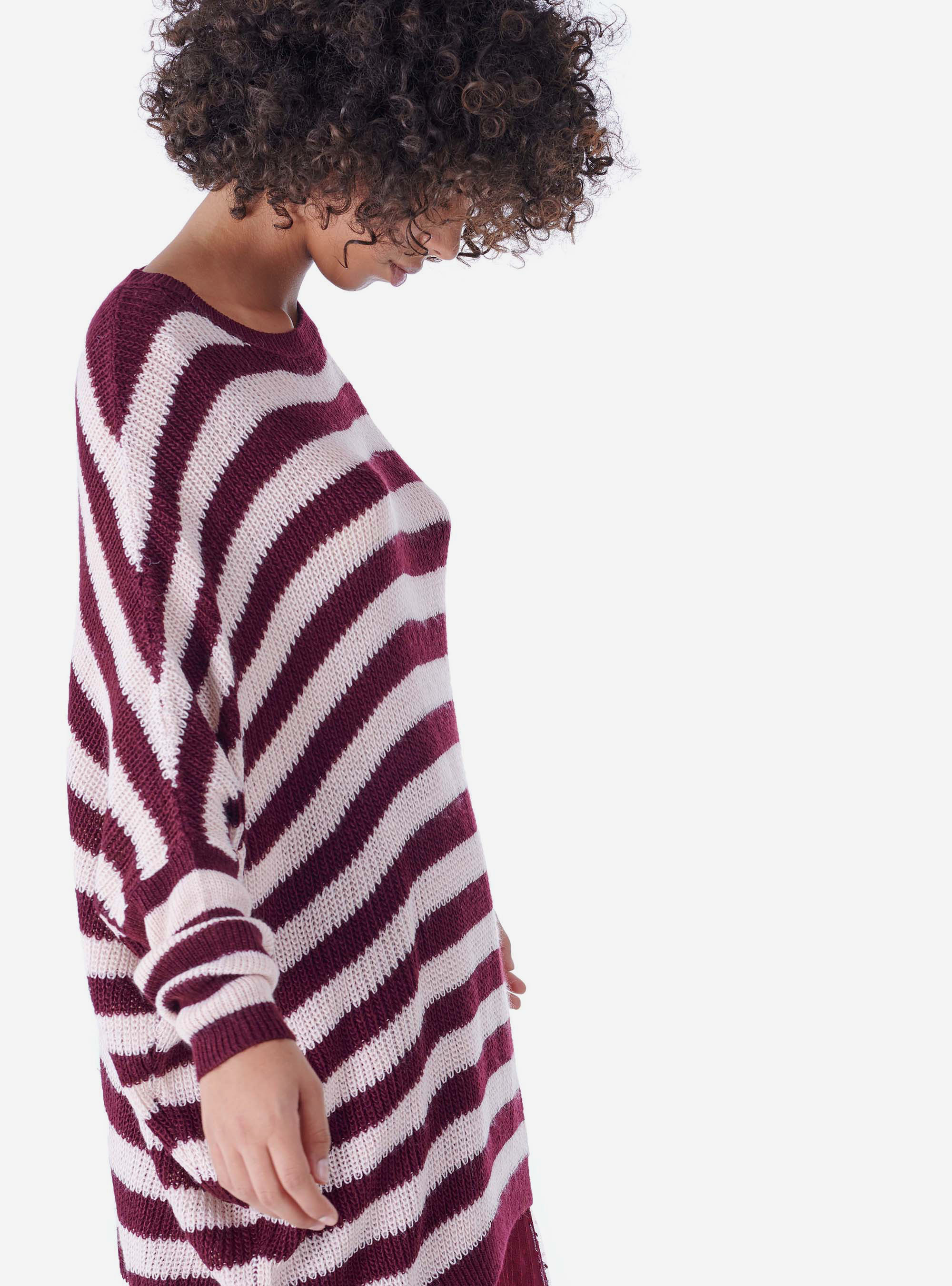 JERSEY RAYADO SOBREDIMENSIONADO, BURDEOS